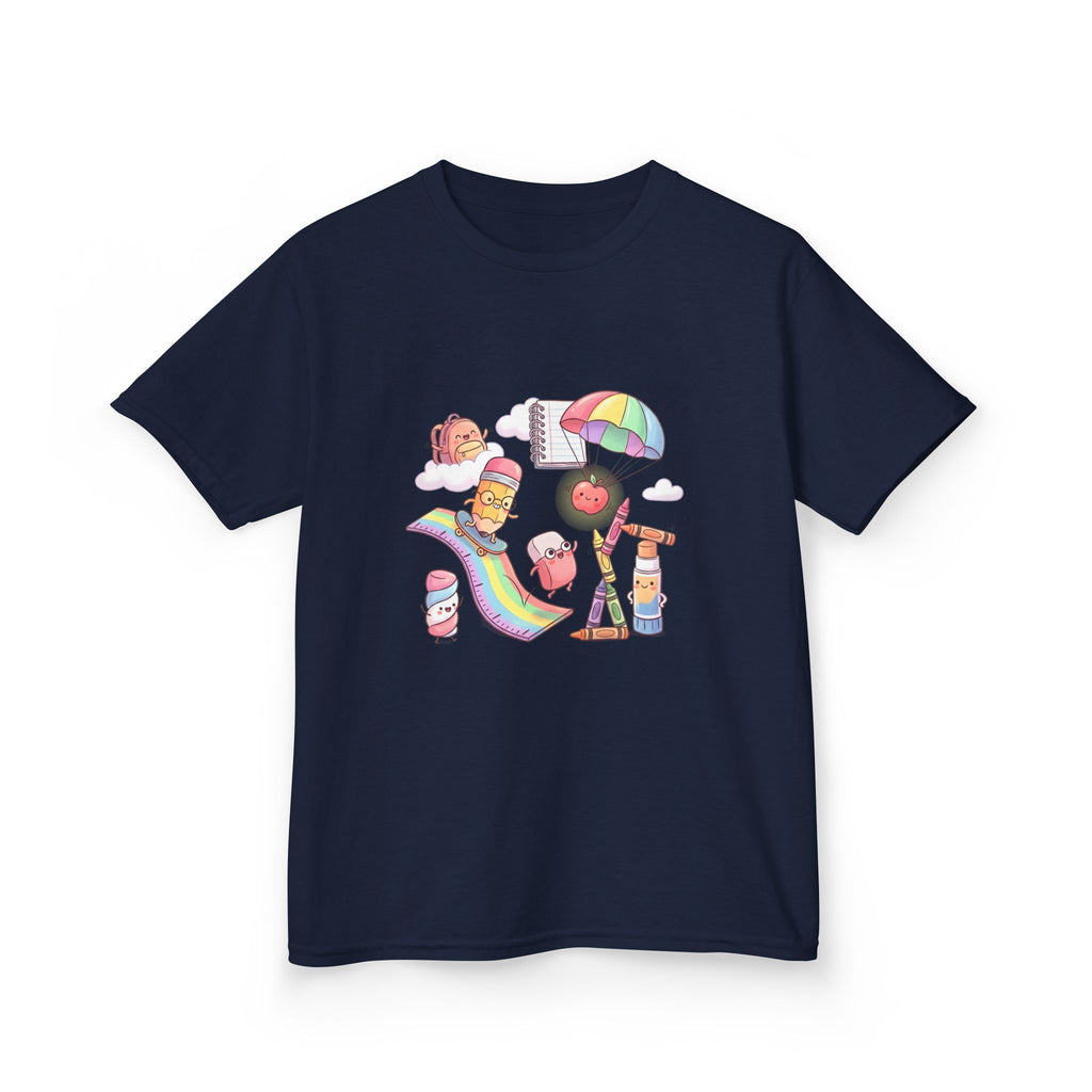 Kids Back to School Tee - Cute Faces School Supplies | Rainbow 2026