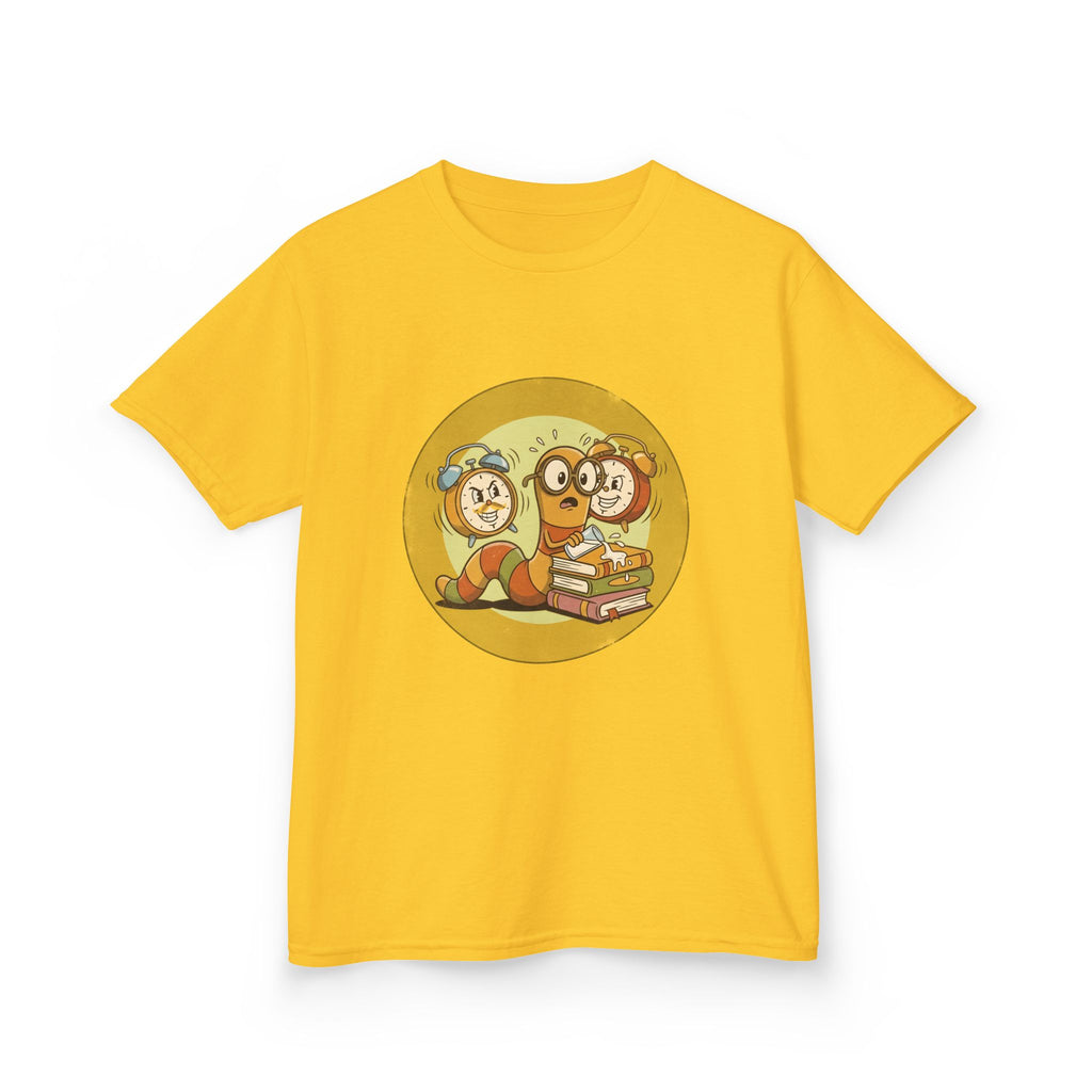 Kids Bookworm Tee - Cartoon Worm Studying Books | Back to School