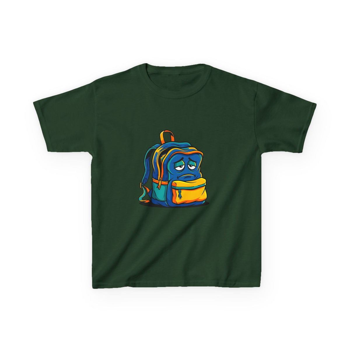 Kids Heavy Cotton Tee - Sad Backpack Cartoon | Back to School 2026