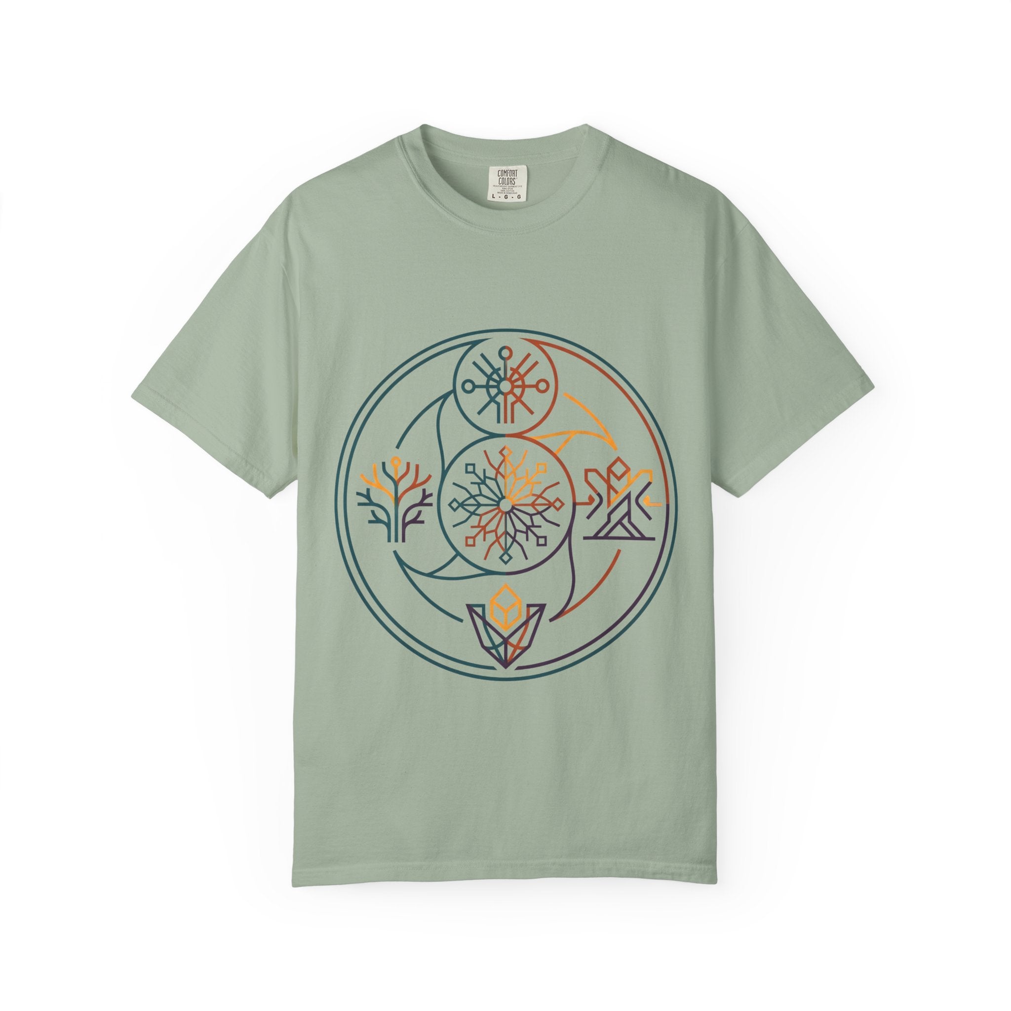 Unisex Garment-Dyed T-Shirt - Minimalist Geometric Nature Art