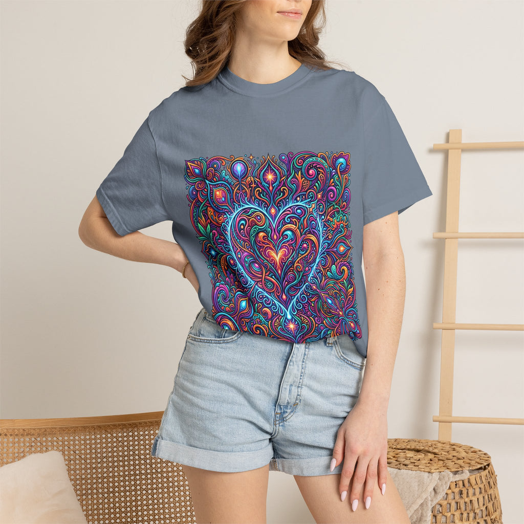 Unisex Garment-Dyed T-shirt - Cosmic Love | Psychedelic Heart Art