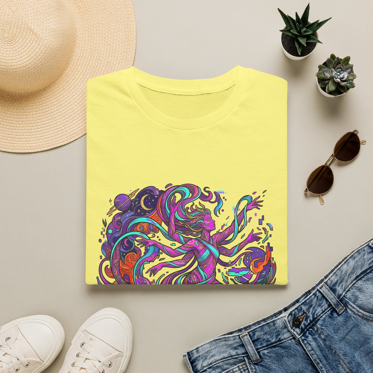 T-Shirt - Vibrant Psychedelic Cosmic Goddess Spiritual Flow
