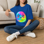 Unisex Kawaii T-Shirt - Happy Rainbow Blob Character Tee