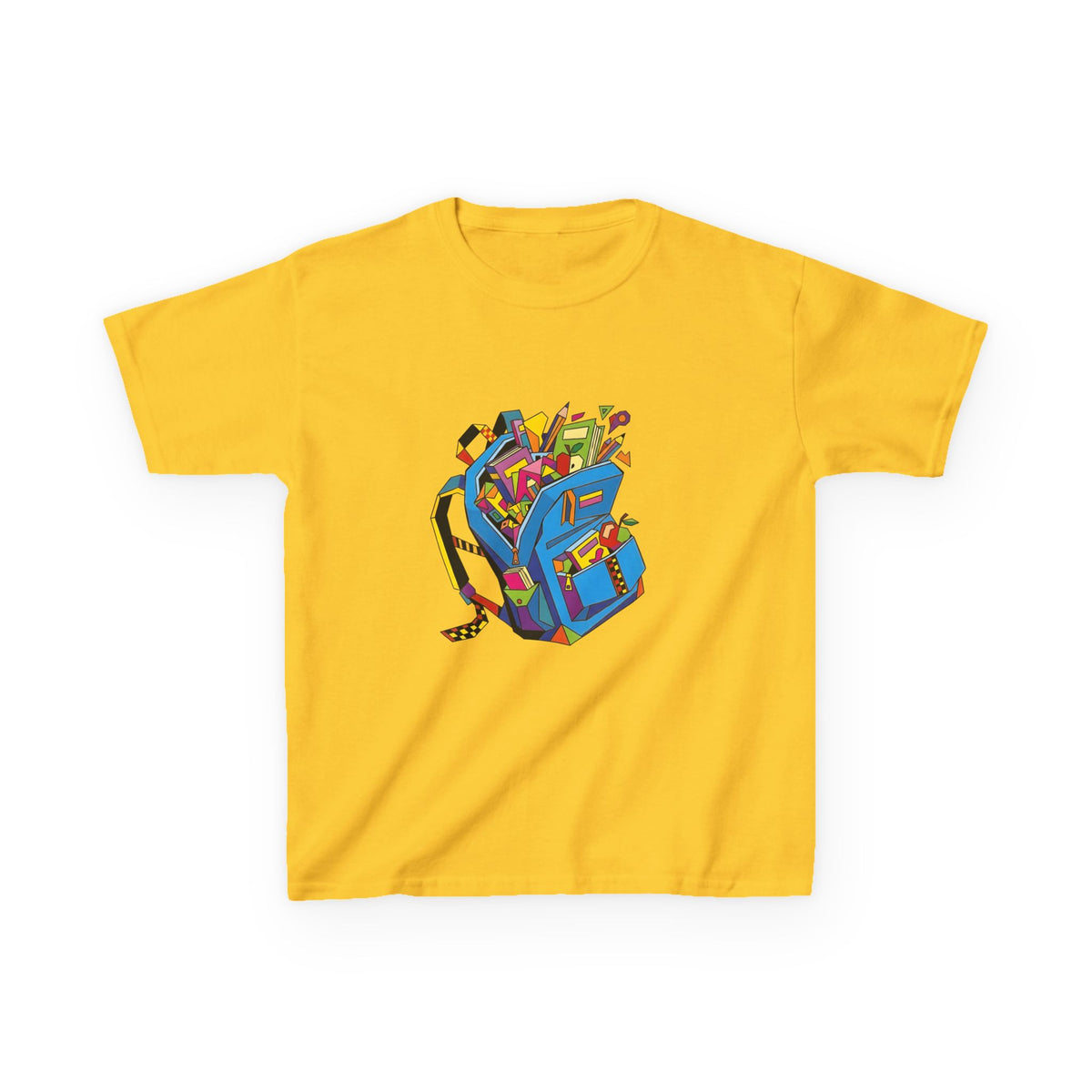 Kids Tee - Vibrant Geometric School Supplies Cartoon | Back to School