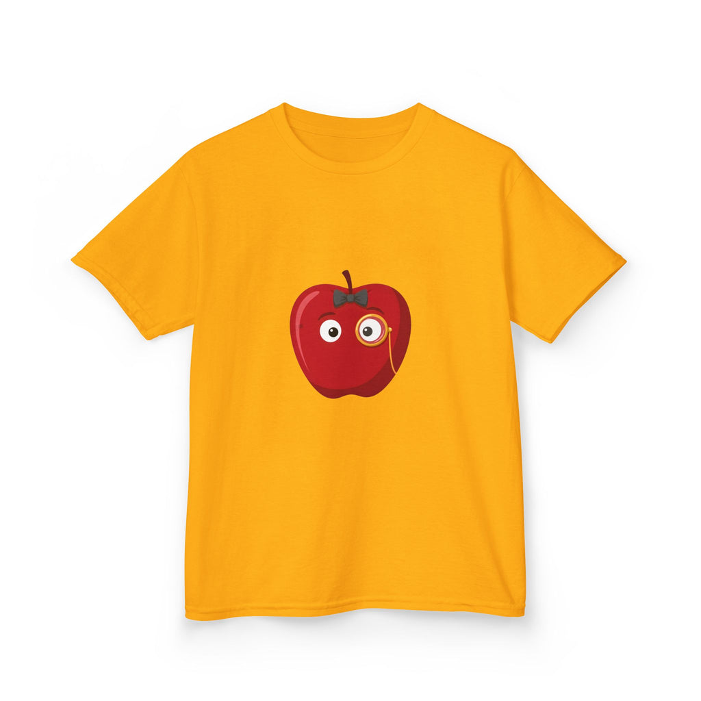 Kids Heavy Cotton Tee - Whimsical Monocle Apple Character