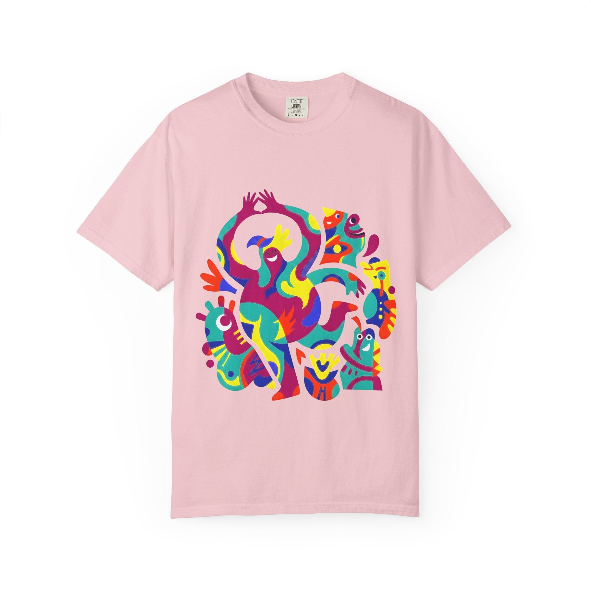 Garment-Dyed T-shirt - Joyful Abstract Creatures | Whimsical Graphic