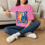 Abstract T-Shirt - Psychedelic Starburst Graphic Tee | Dynamic Blue