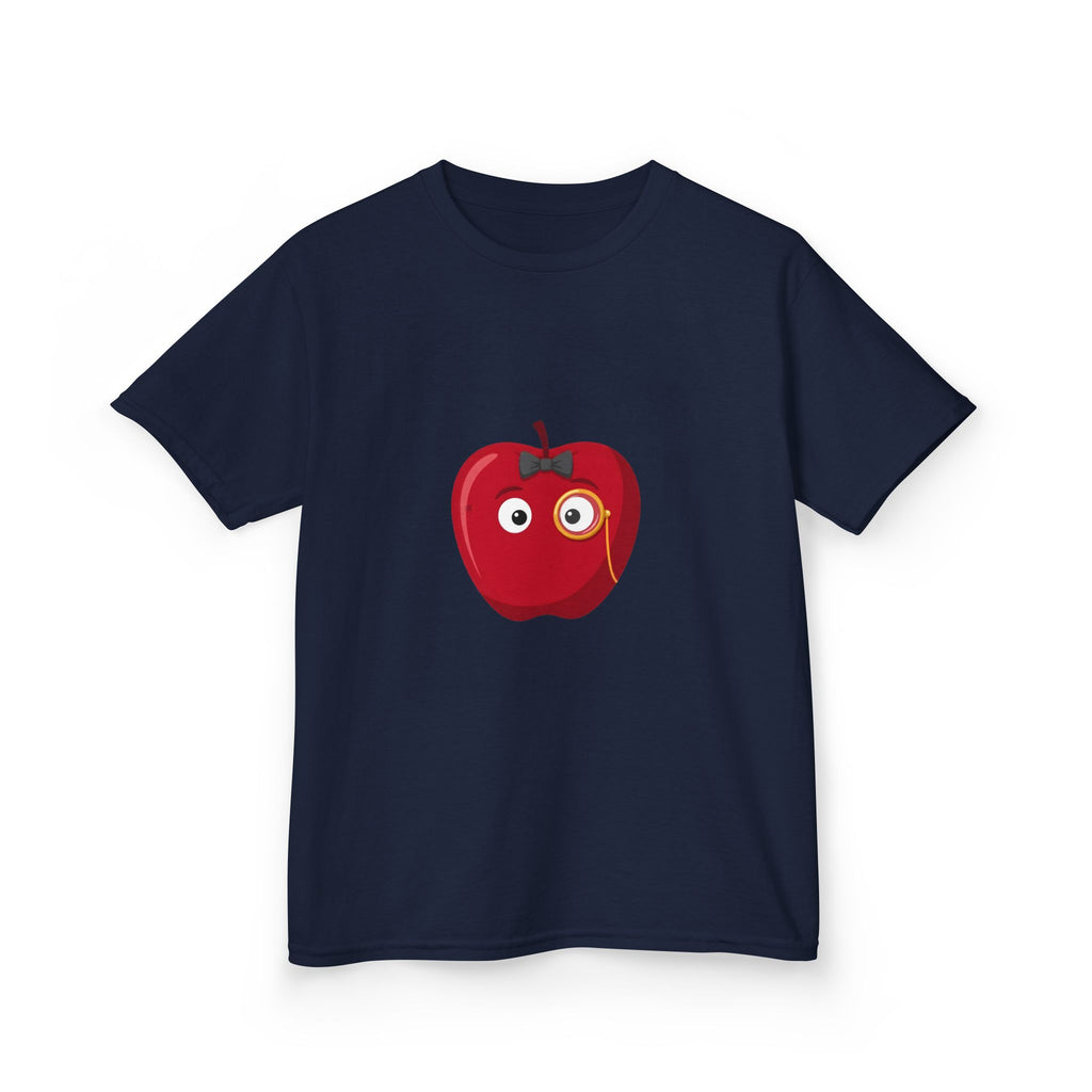 Kids Heavy Cotton Tee - Whimsical Monocle Apple Character