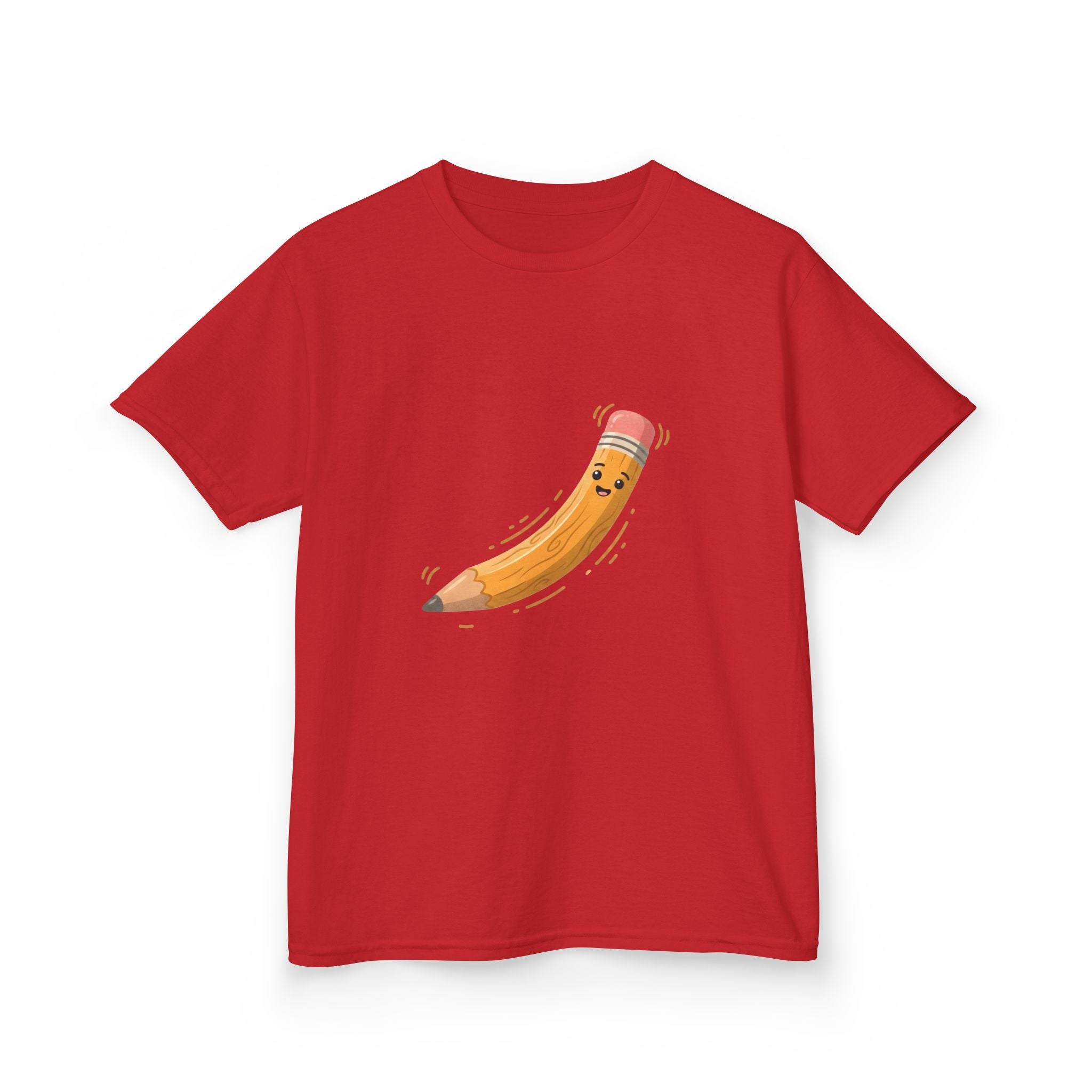 Kids Heavy Cotton Tee - Happy Animated Pencil School Supply | Back to
