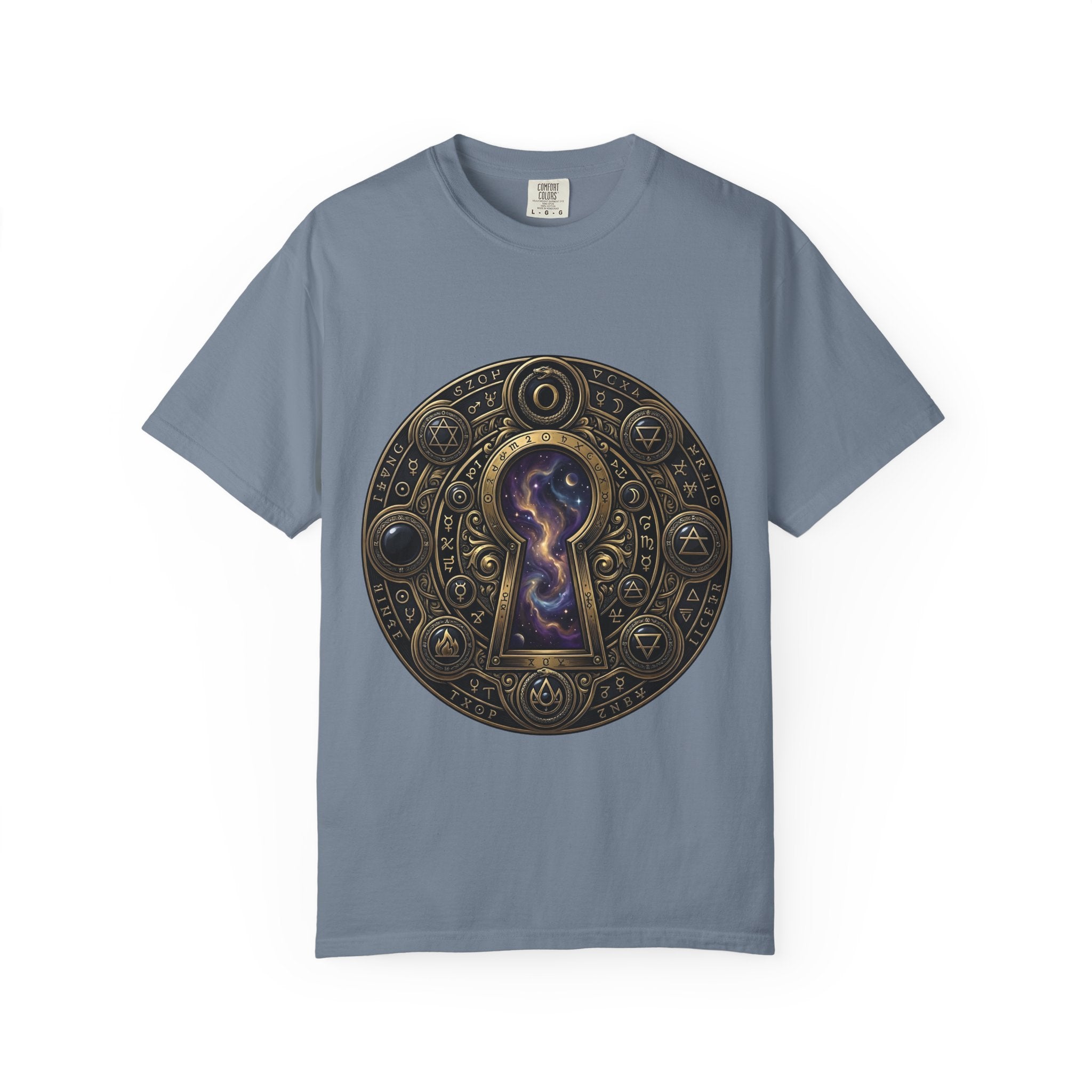 T-shirt - Celestial Keyhole Galaxy | Occult Alchemical Gold