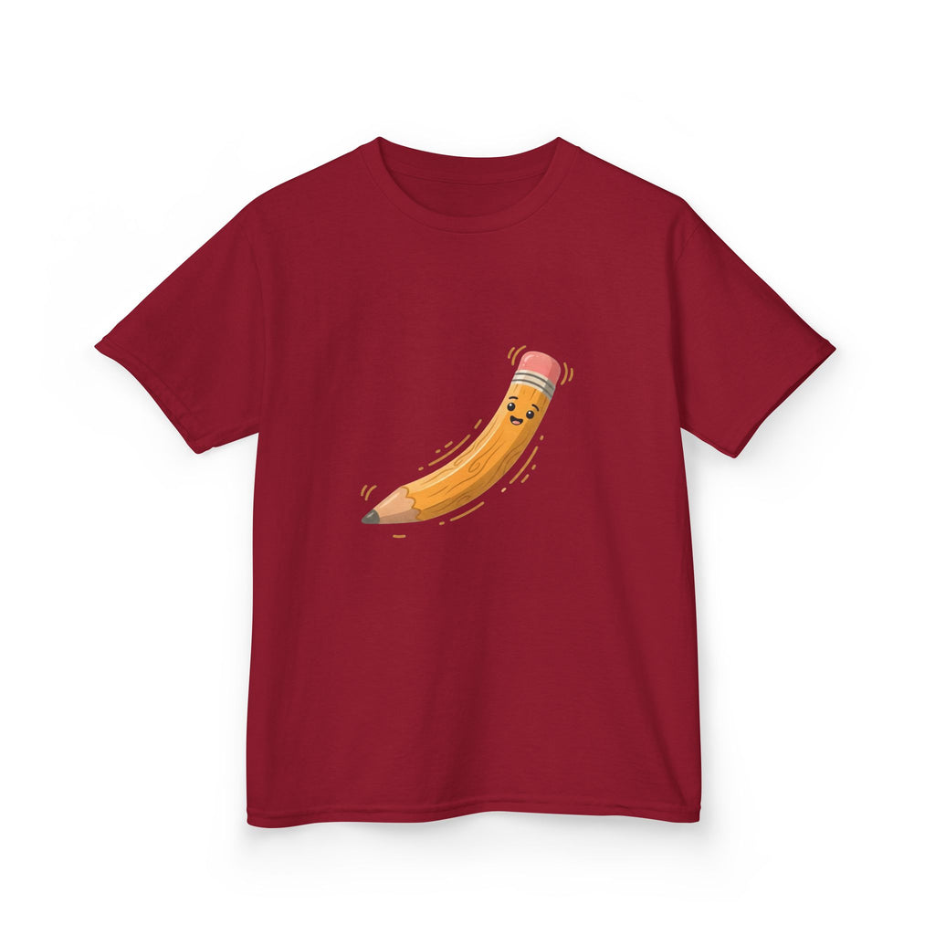 Kids Heavy Cotton Tee - Happy Animated Pencil School Supply | Back to