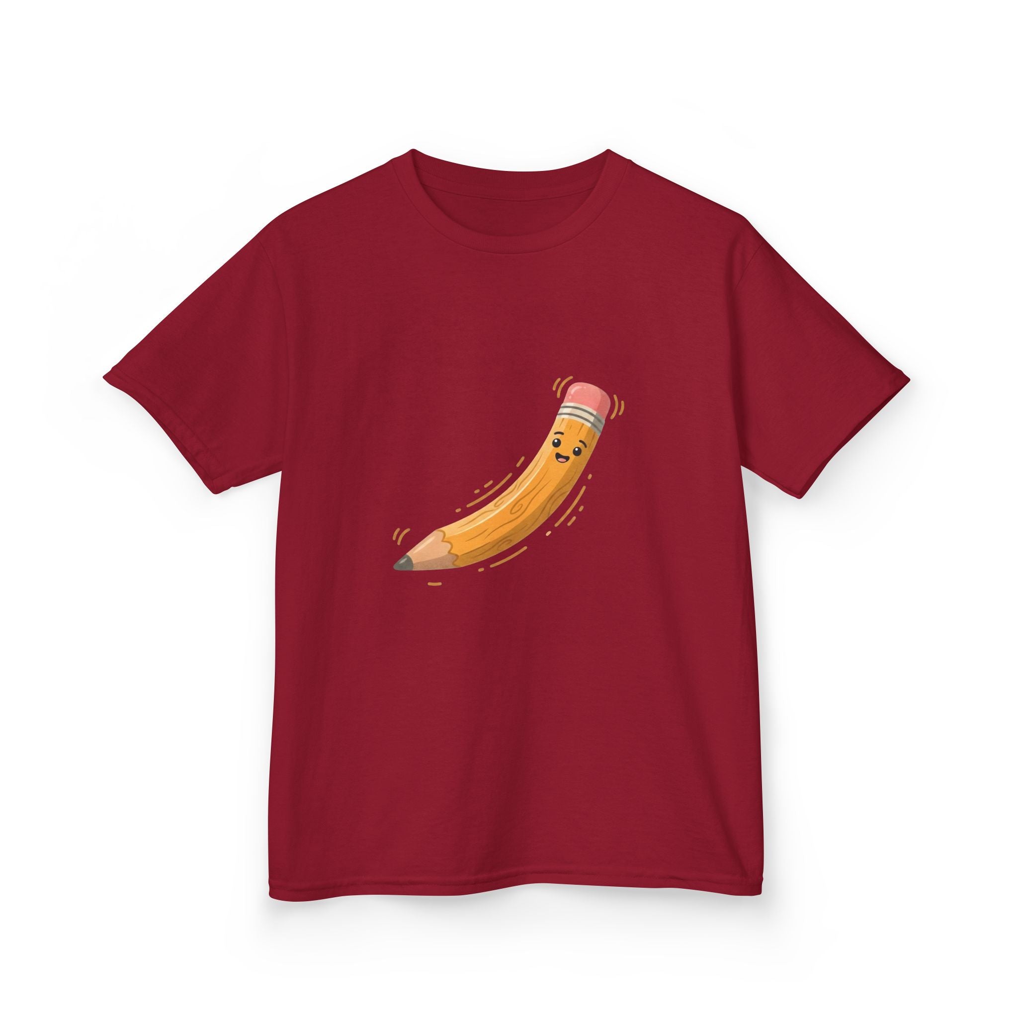Kids Heavy Cotton Tee - Happy Animated Pencil School Supply | Back to
