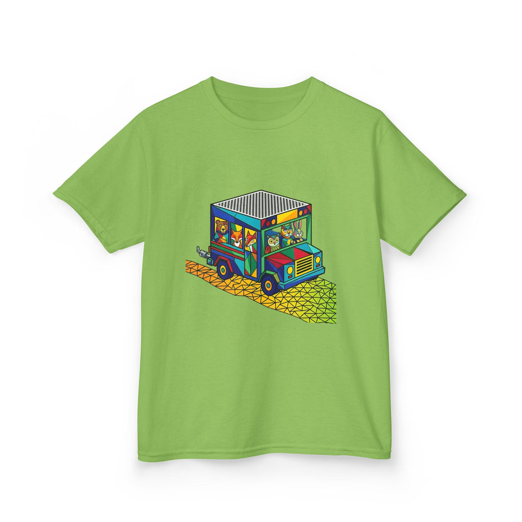 Kids T-Shirt - Vibrant Geometric Animal Bus Adventure