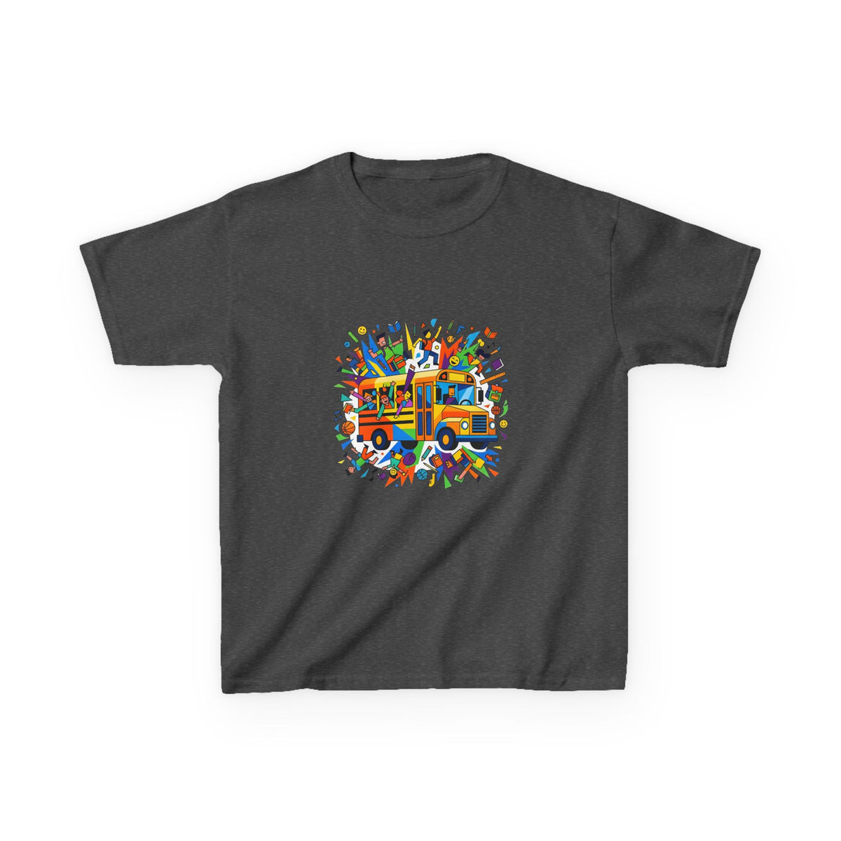 Kids Back to School Tee - Colorful School Bus & Student Shirt