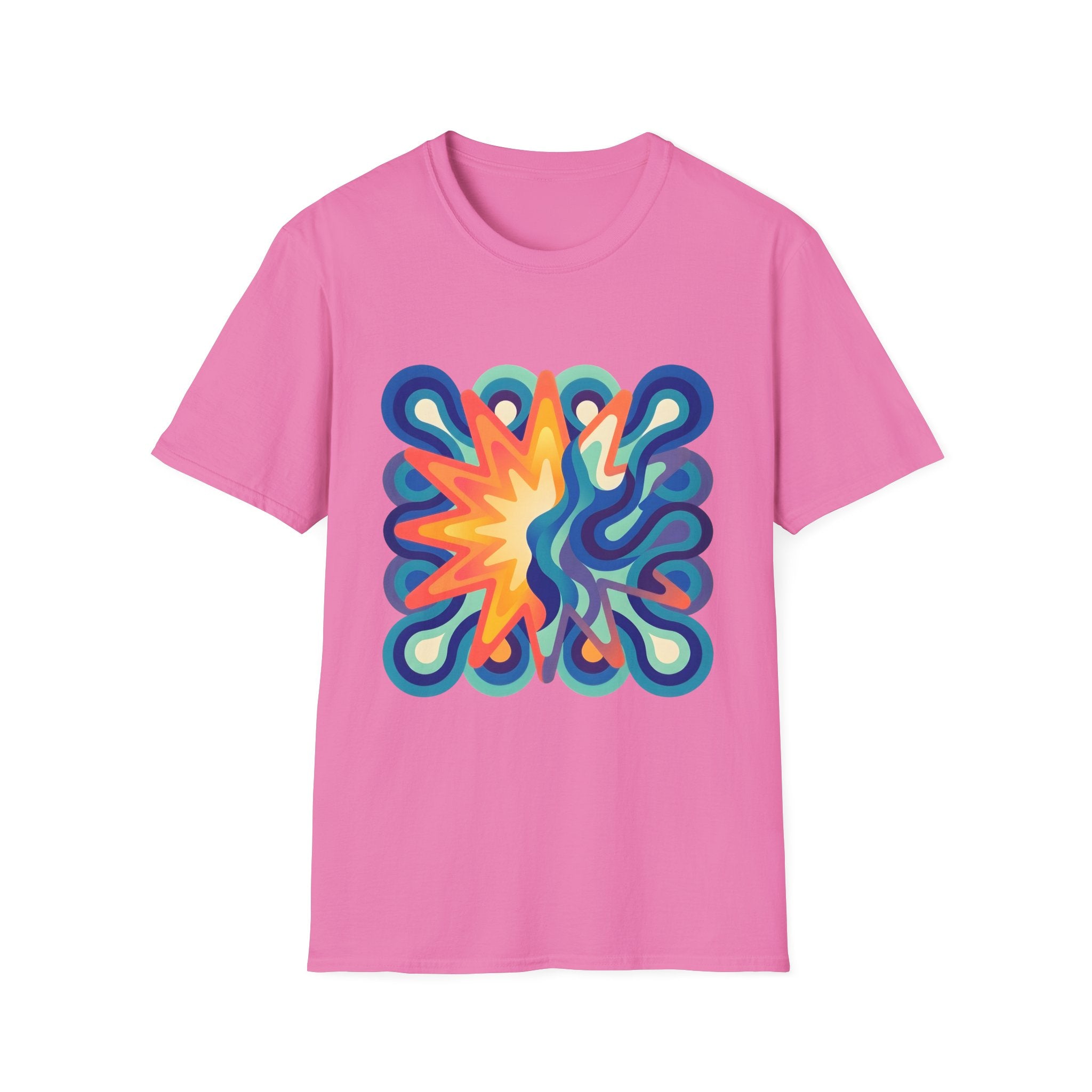 Abstract T-Shirt - Psychedelic Starburst Graphic Tee | Dynamic Blue