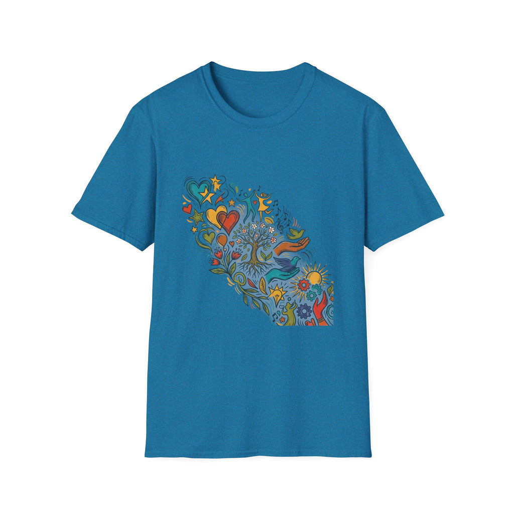 Unisex T-Shirt - Groovy Folk Art Love & Peace | Vibrant Community
