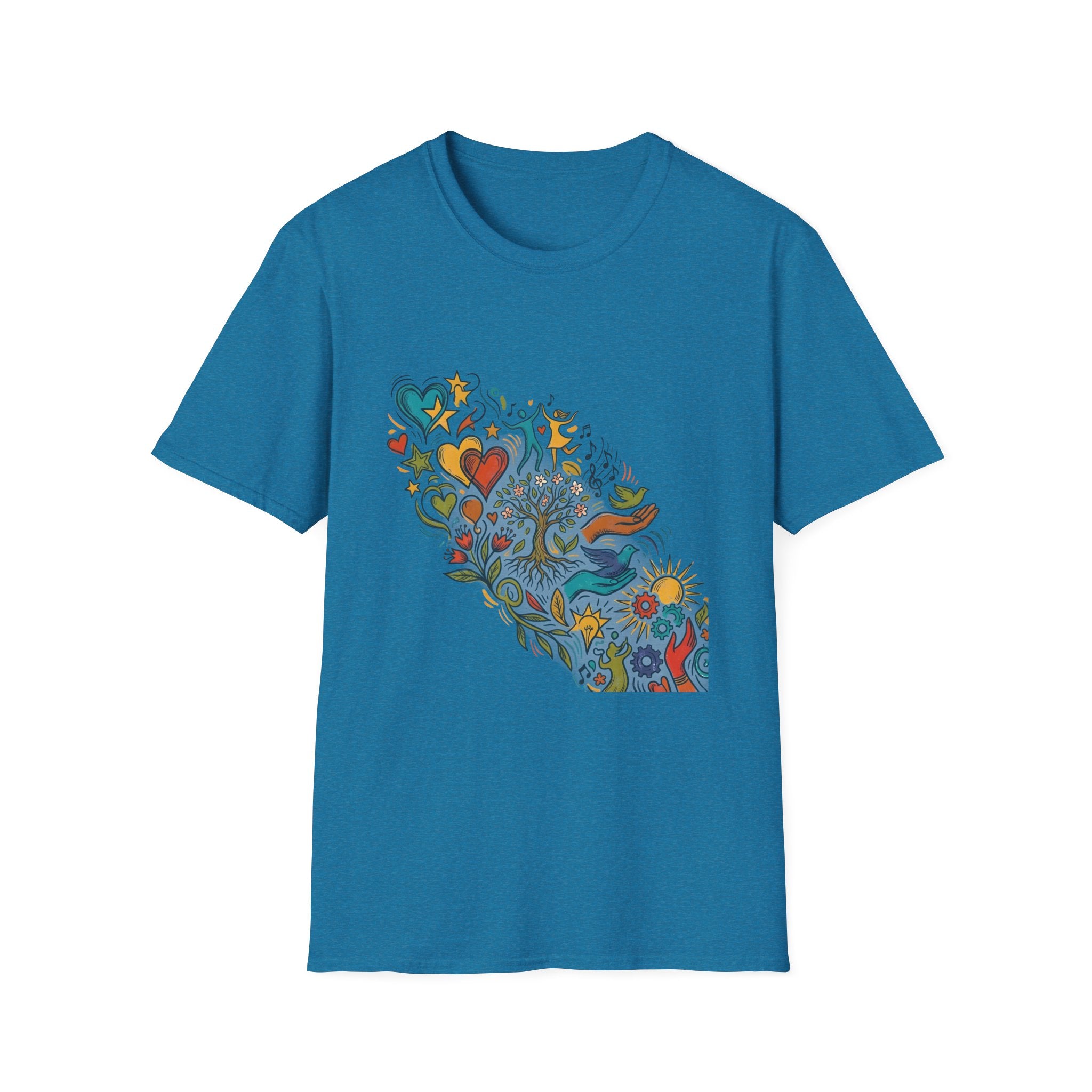 Unisex T-Shirt - Groovy Folk Art Love & Peace | Vibrant Community
