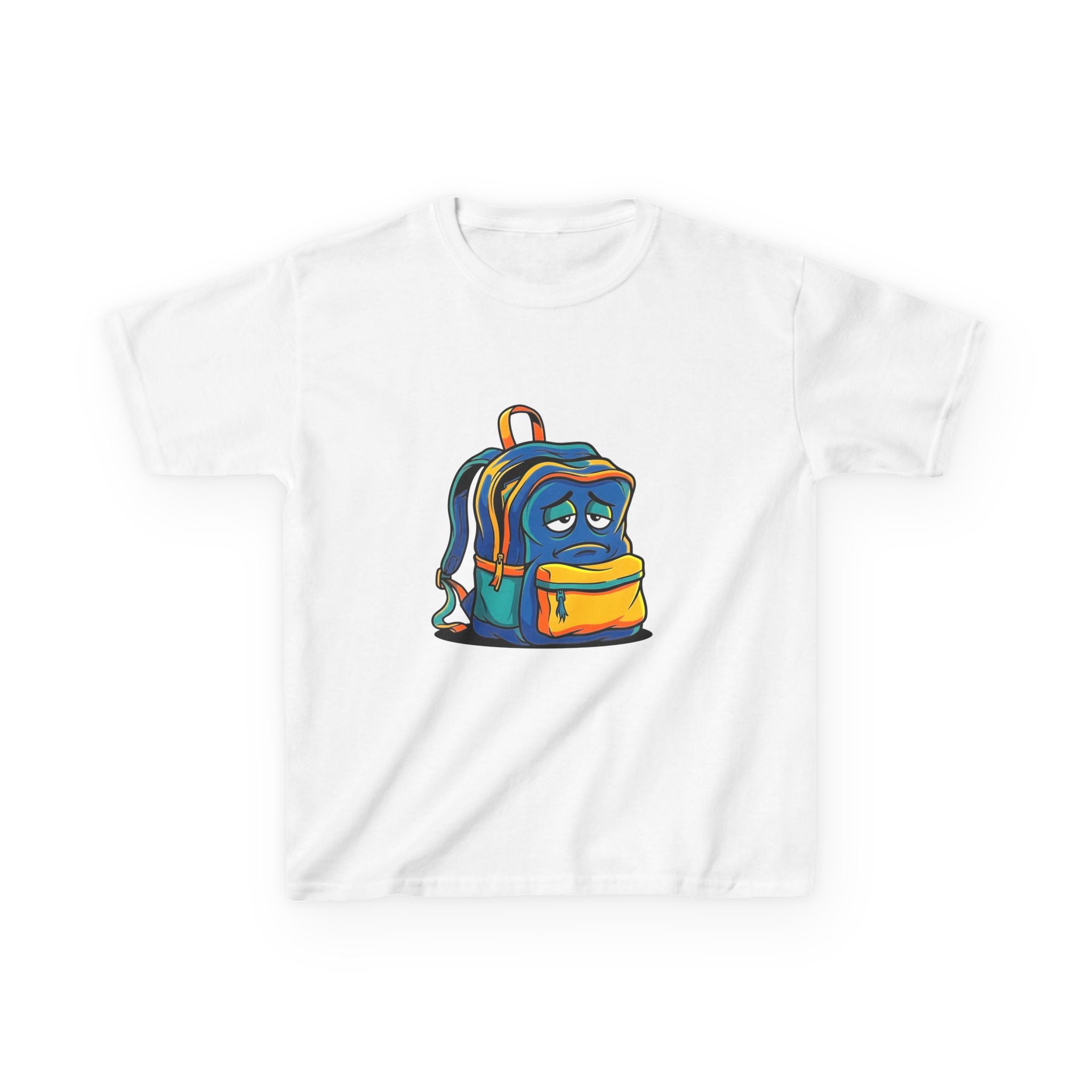 Kids Heavy Cotton Tee - Sad Backpack Cartoon | Back to School 2026