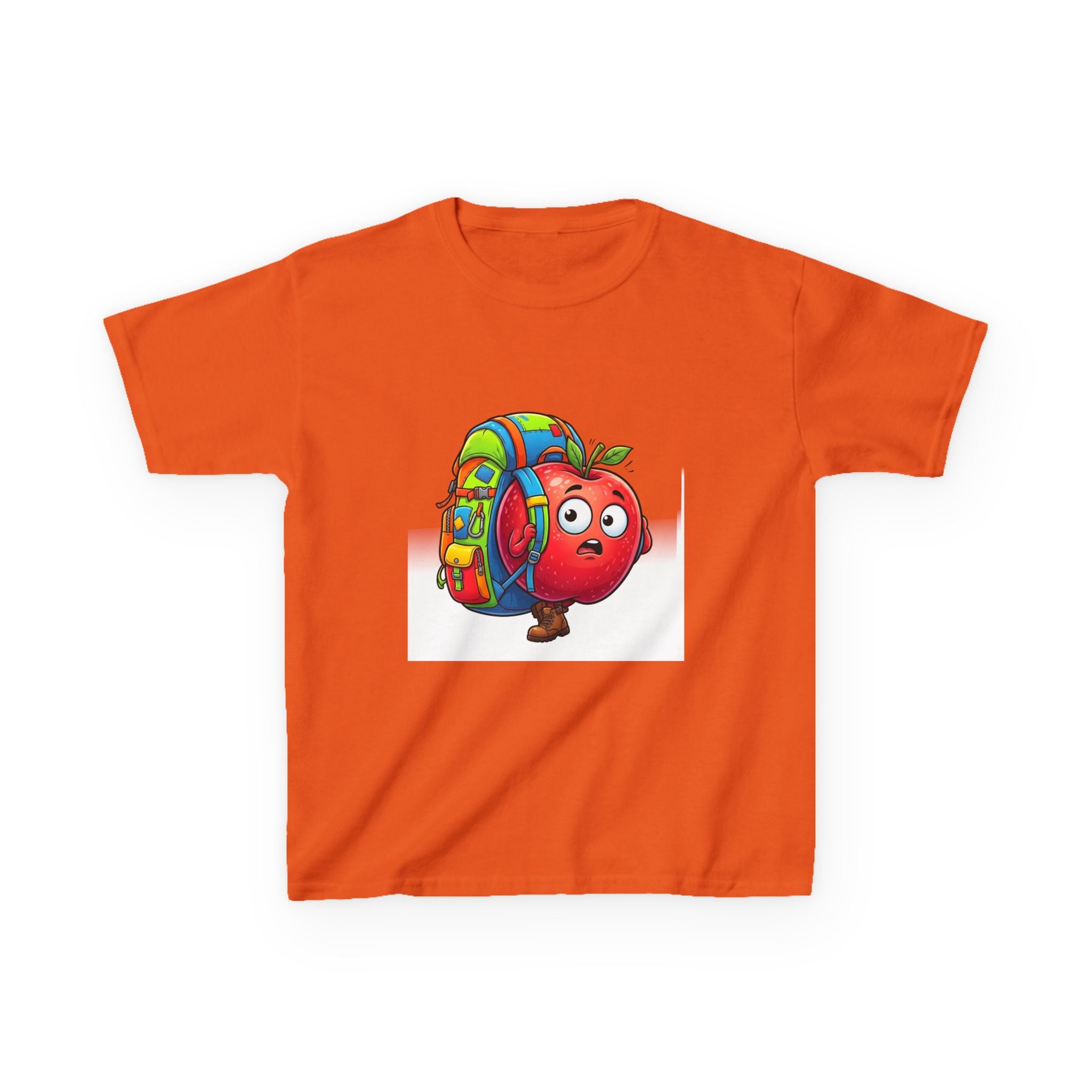 Kids Tee - Adventurous Apple Character Hiking T-Shirt