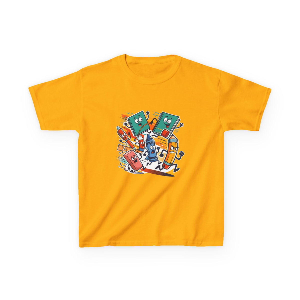 Kids Back to School Tee - Playful School Supplies Cartoon