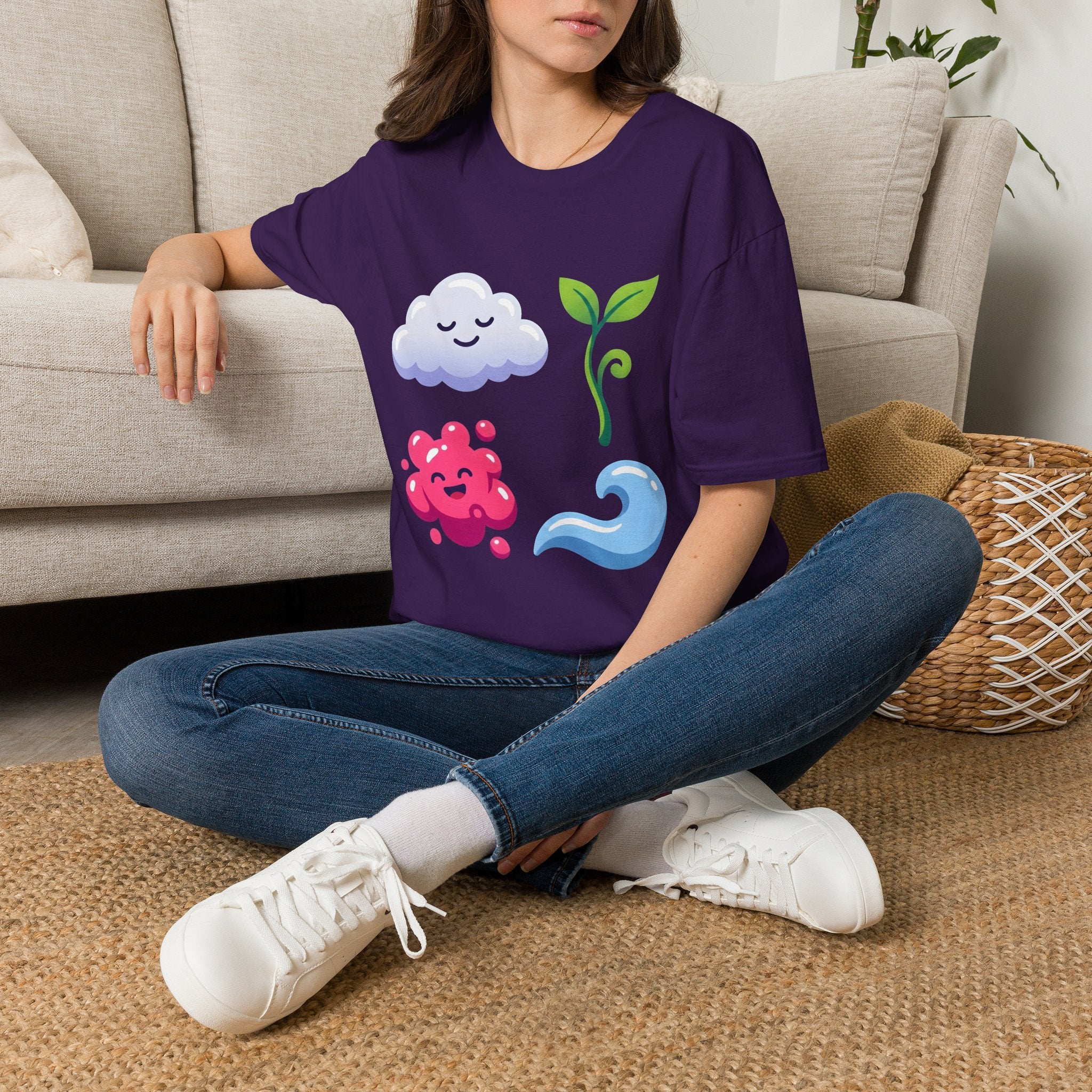 Cute Nature T-Shirt - Whimsical Cloud Sprout Wave Design | Unisex