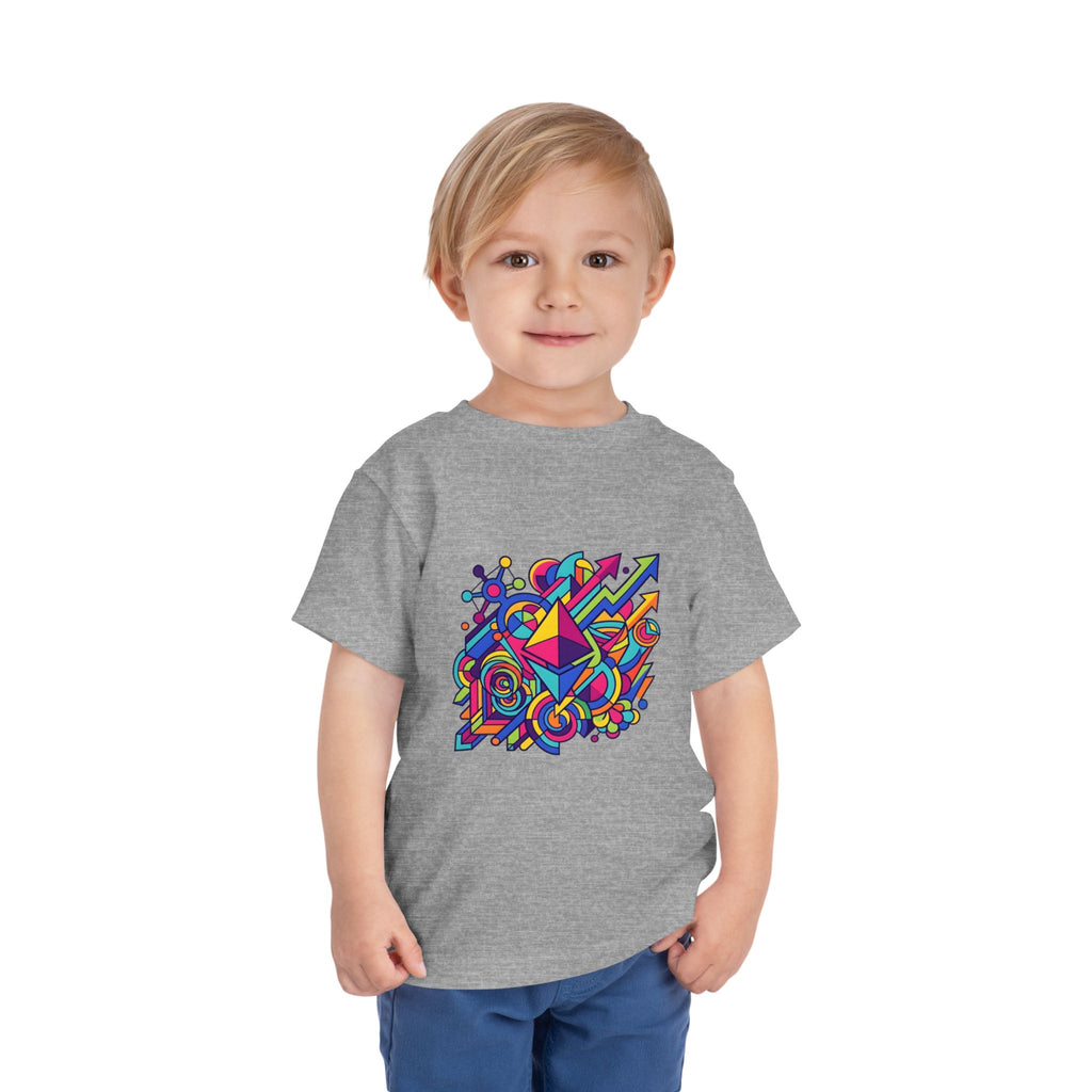 Toddler Crypto Shirt - Neon Geometric Digital Art | Blockchain Kids