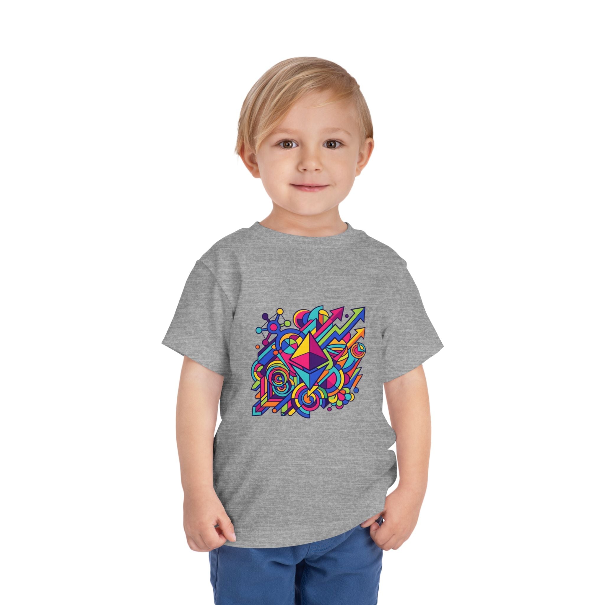 Toddler Crypto Shirt - Neon Geometric Digital Art | Blockchain Kids