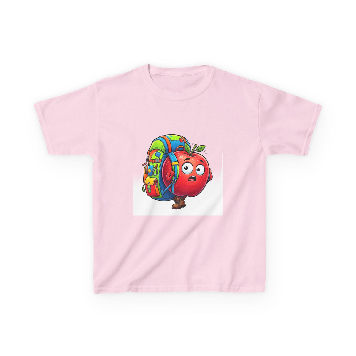 Kids Tee - Adventurous Apple Character Hiking T-Shirt