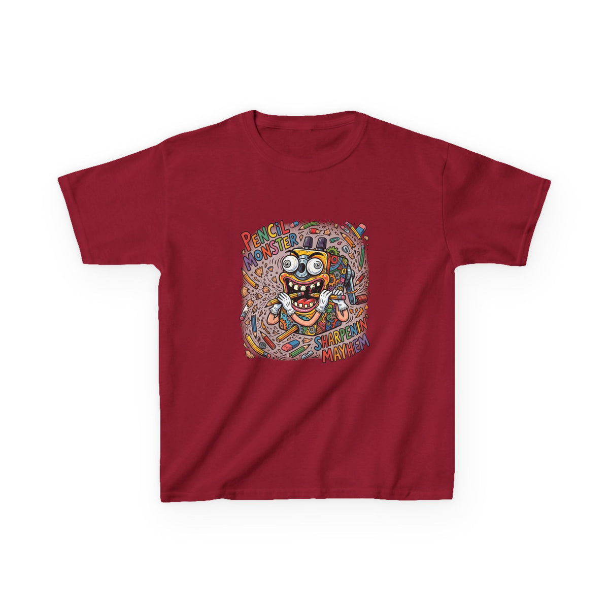 Kids Tee - Pencil Monster "Sharpenin' Mayhem" Cartoon | School