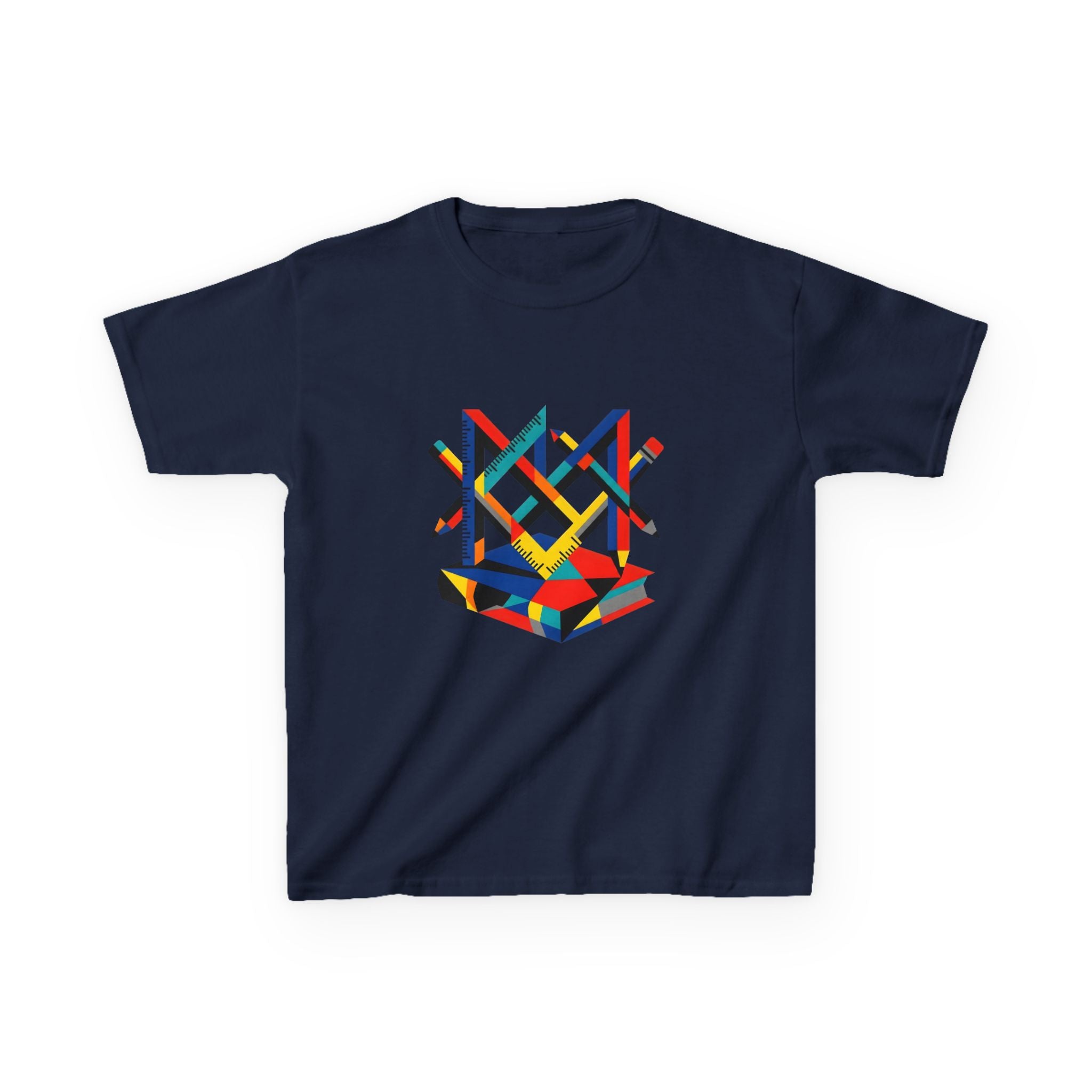 Kids Tee - Bauhaus Geometric Design Tools Graphic | Primary Colors