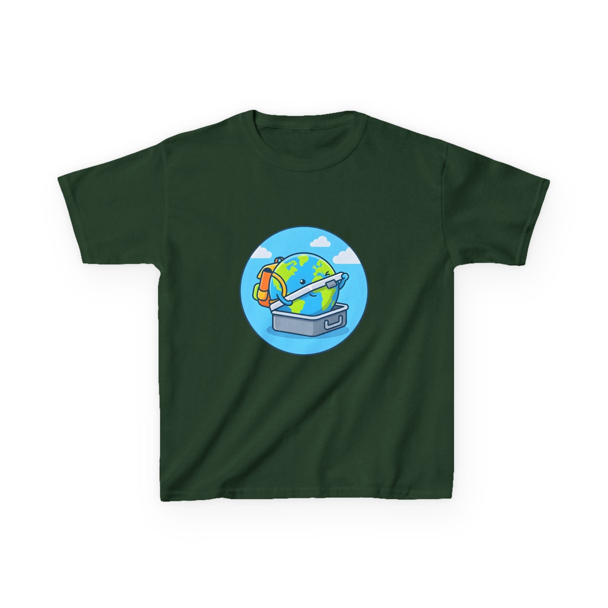 Kids Tee - Cute Earth Travel & School Cartoon Shirt | Adventure