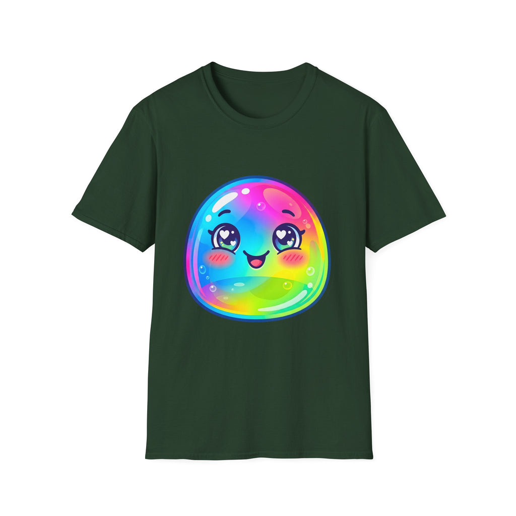 Unisex Kawaii T-Shirt - Happy Rainbow Blob Character Tee
