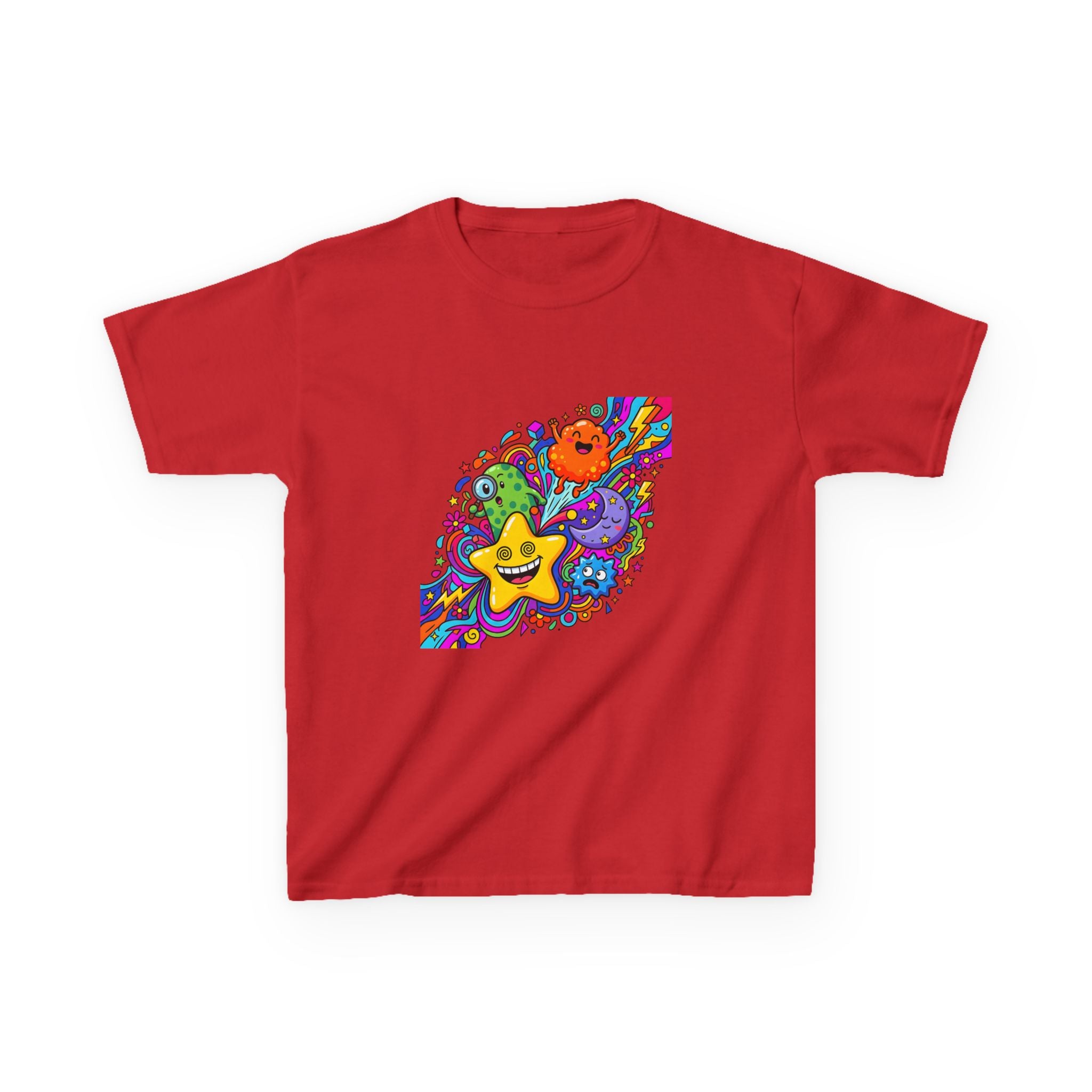 Kids Psychedelic Monster Tee - Vibrant Cartoon Doodle Shirt
