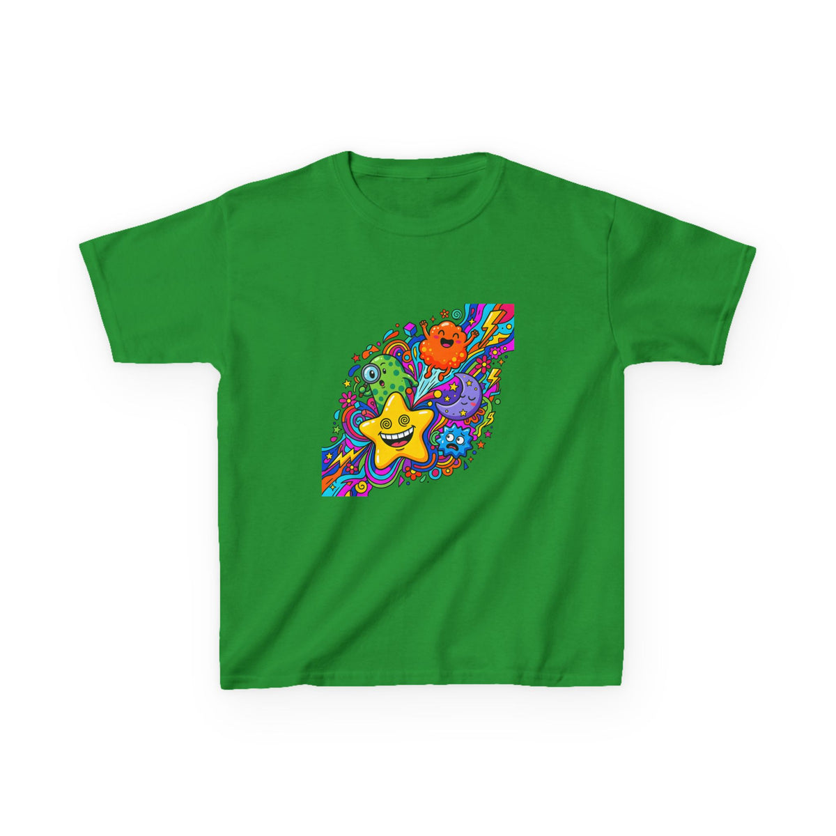 Kids Psychedelic Monster Tee - Vibrant Cartoon Doodle Shirt