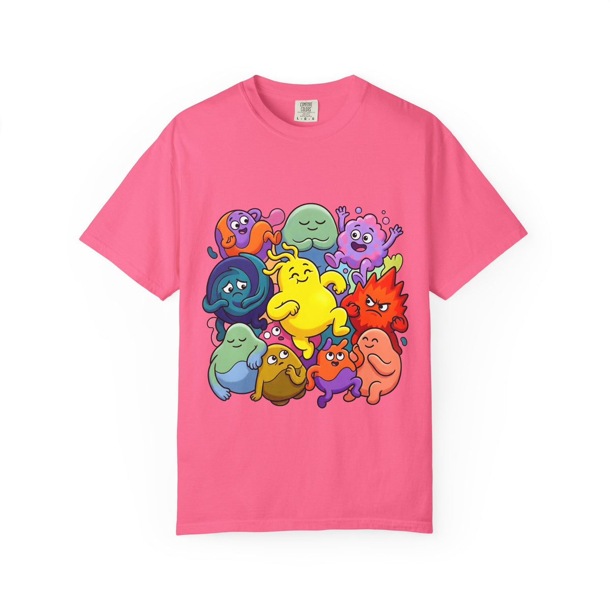 Unisex Garment-Dyed T-Shirt - Diverse Emotional Cartoon Creatures