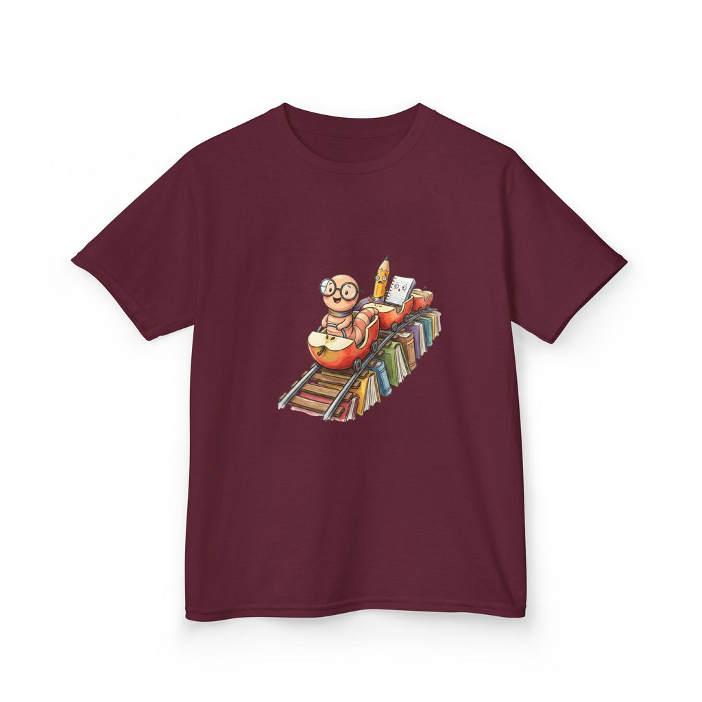 Kids Learning Train Tee - Whimsical Bookworm Education Shirt