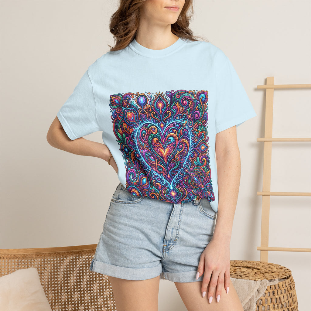 Unisex Garment-Dyed T-shirt - Cosmic Love | Psychedelic Heart Art