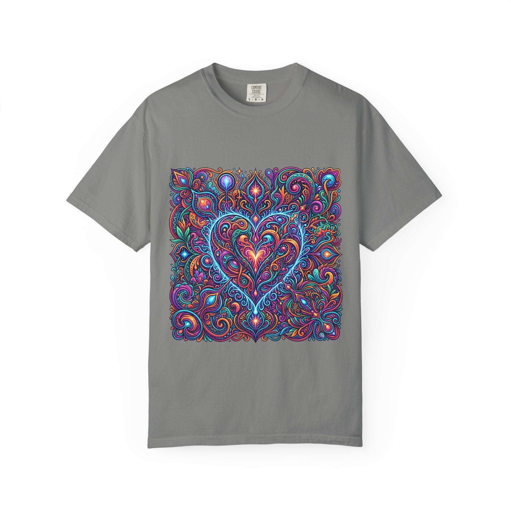 Unisex Garment-Dyed T-shirt - Cosmic Love | Psychedelic Heart Art