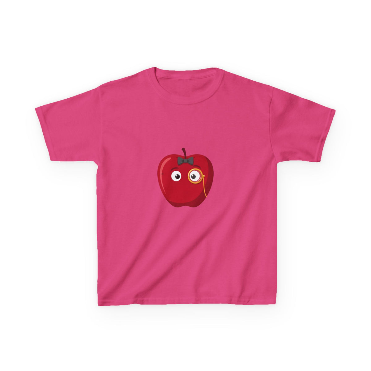 Kids Heavy Cotton Tee - Whimsical Monocle Apple Character