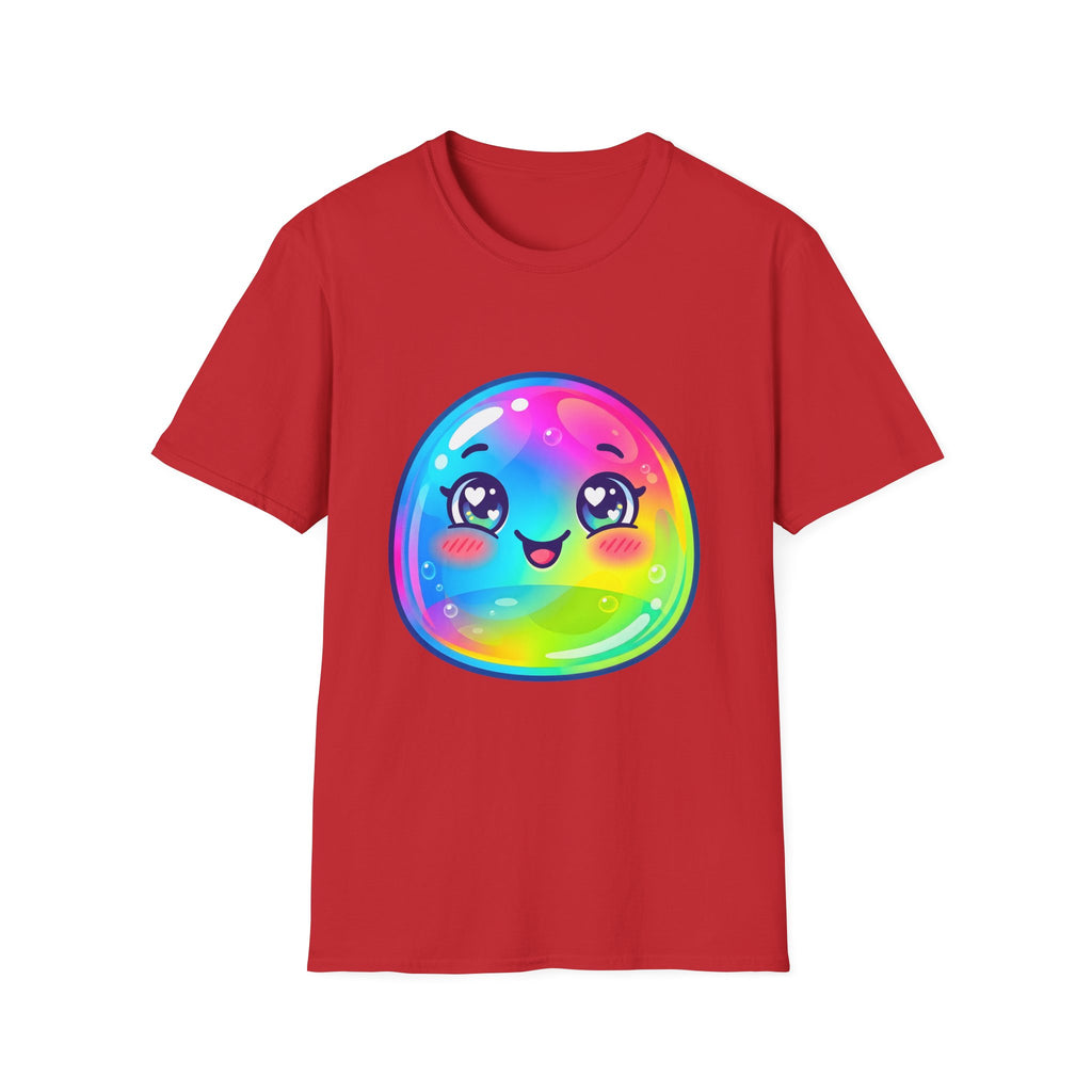 Unisex Kawaii T-Shirt - Happy Rainbow Blob Character Tee