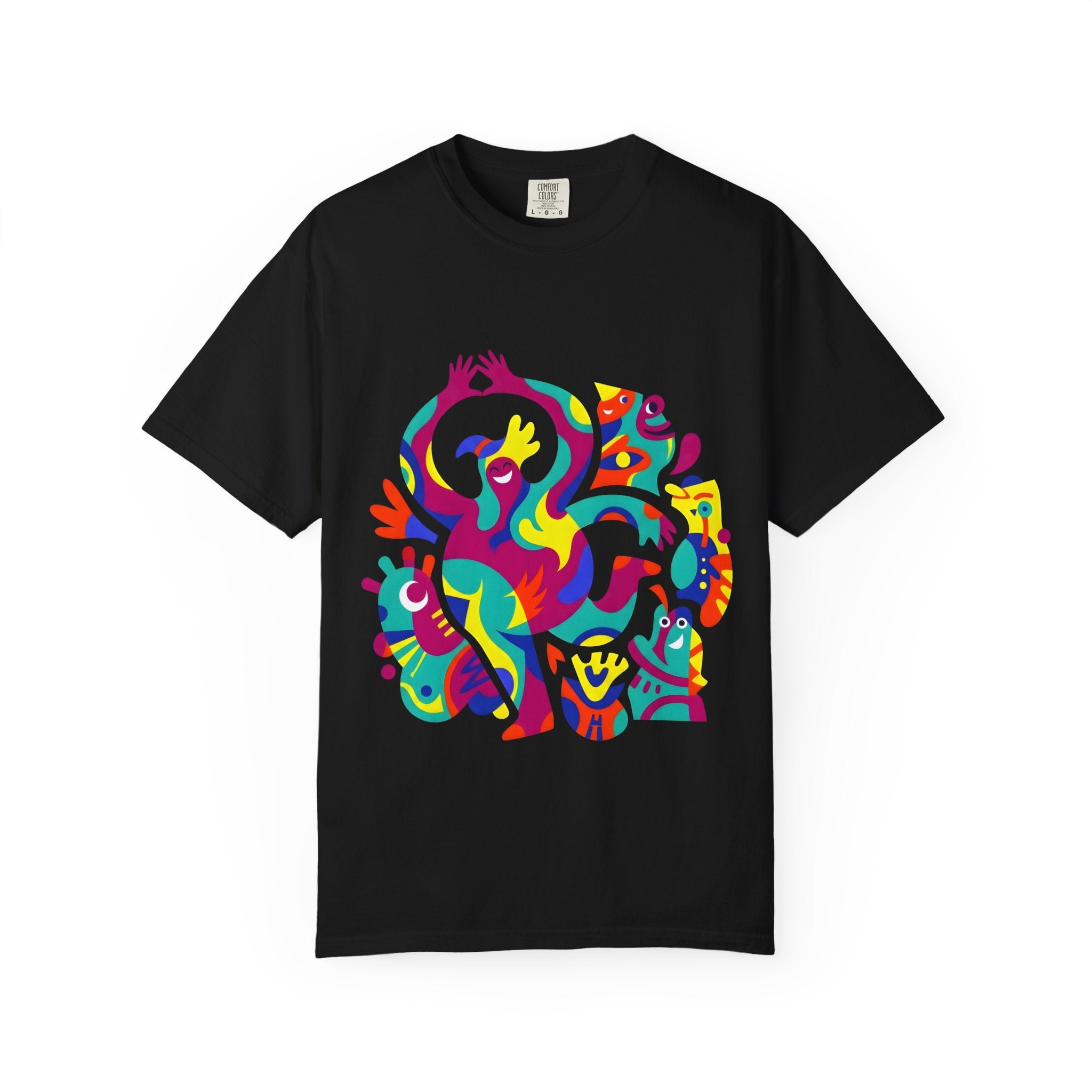 Garment-Dyed T-shirt - Joyful Abstract Creatures | Whimsical Graphic