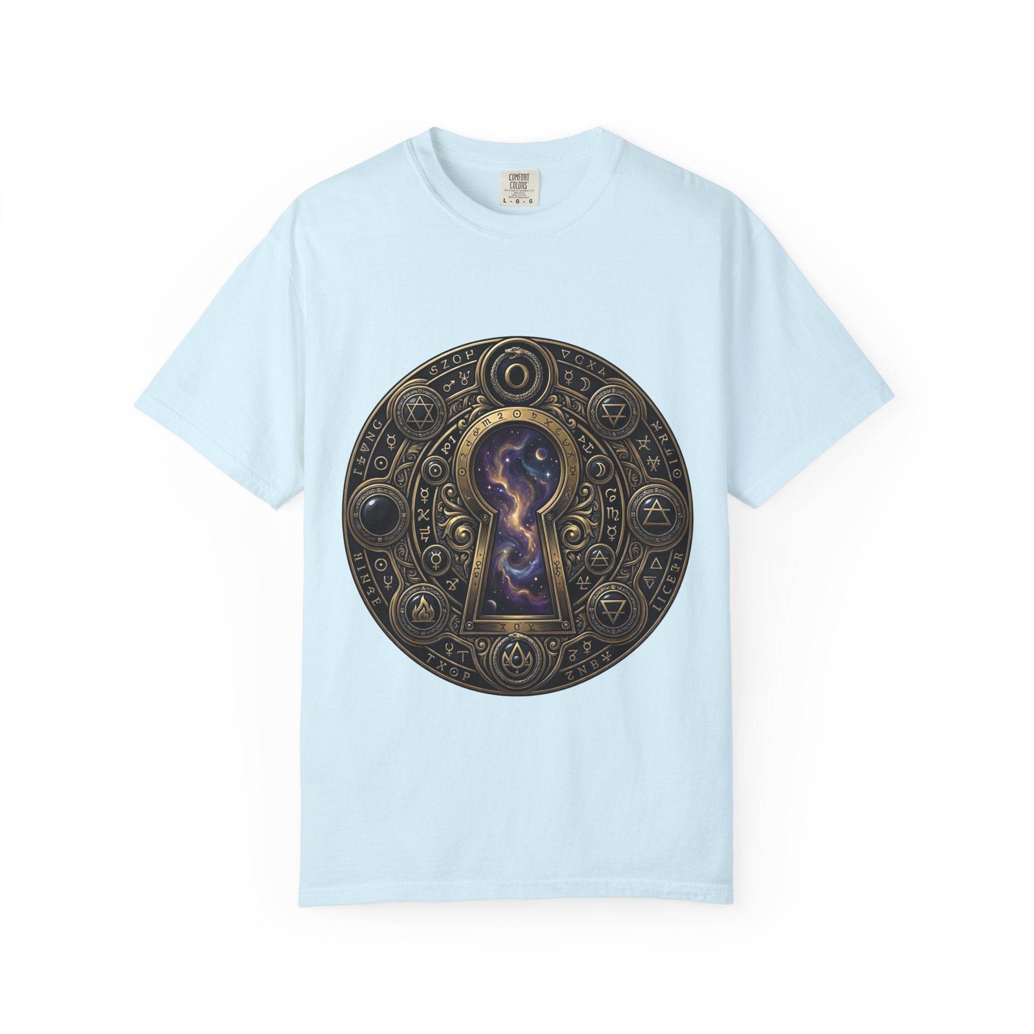T-shirt - Celestial Keyhole Galaxy | Occult Alchemical Gold