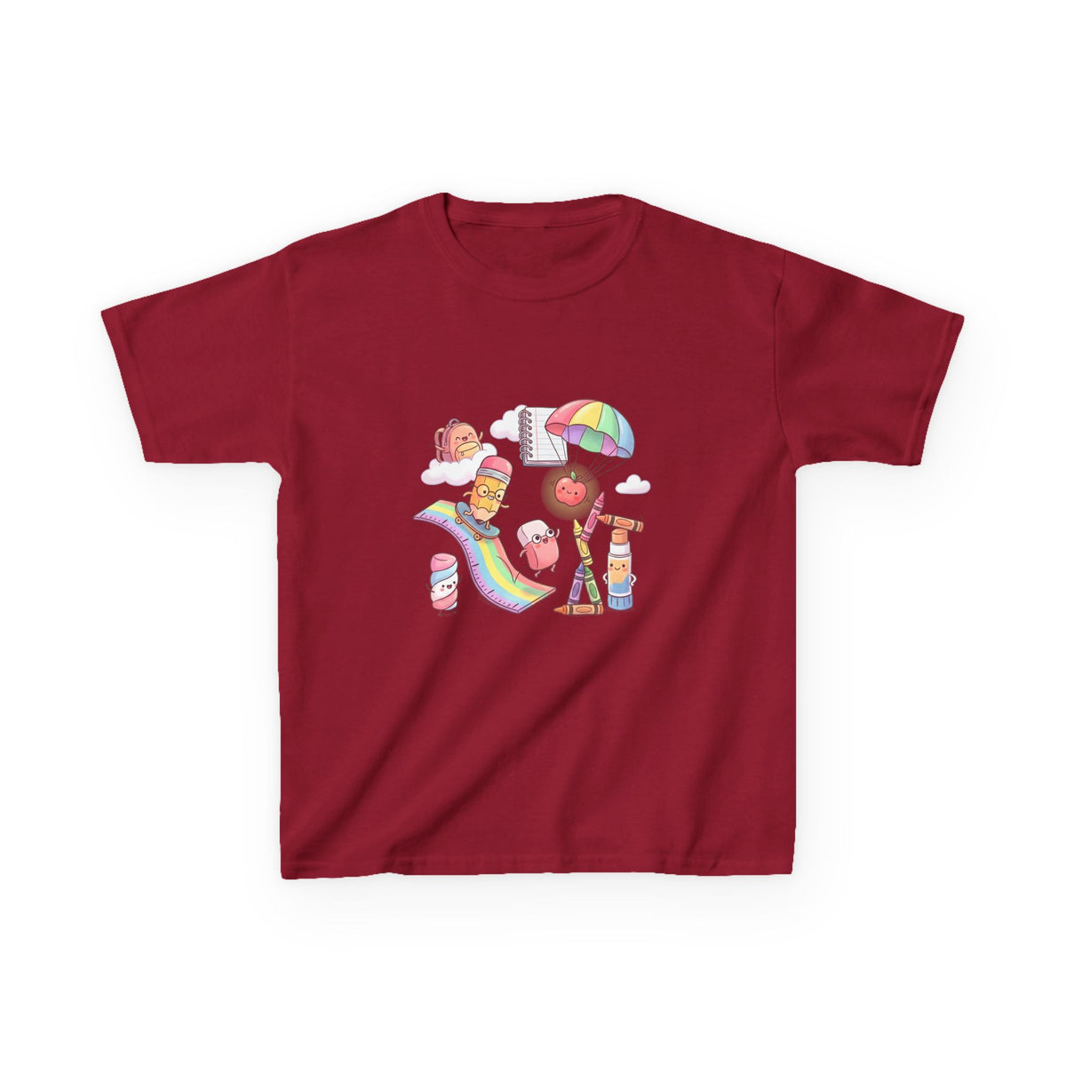 Kids Back to School Tee - Cute Faces School Supplies | Rainbow 2026