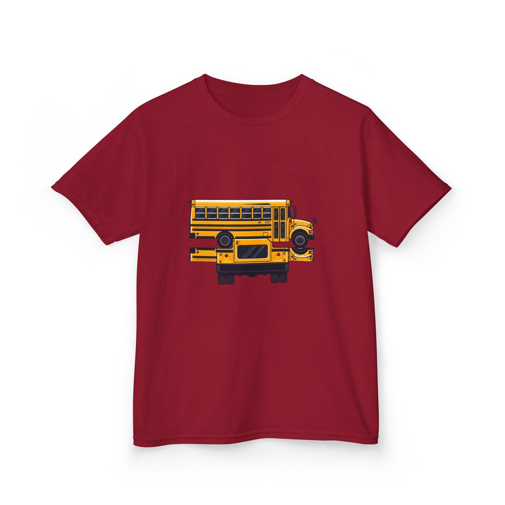 Kids School Bus T-Shirt - Cute Cartoon Reflection | Back to School