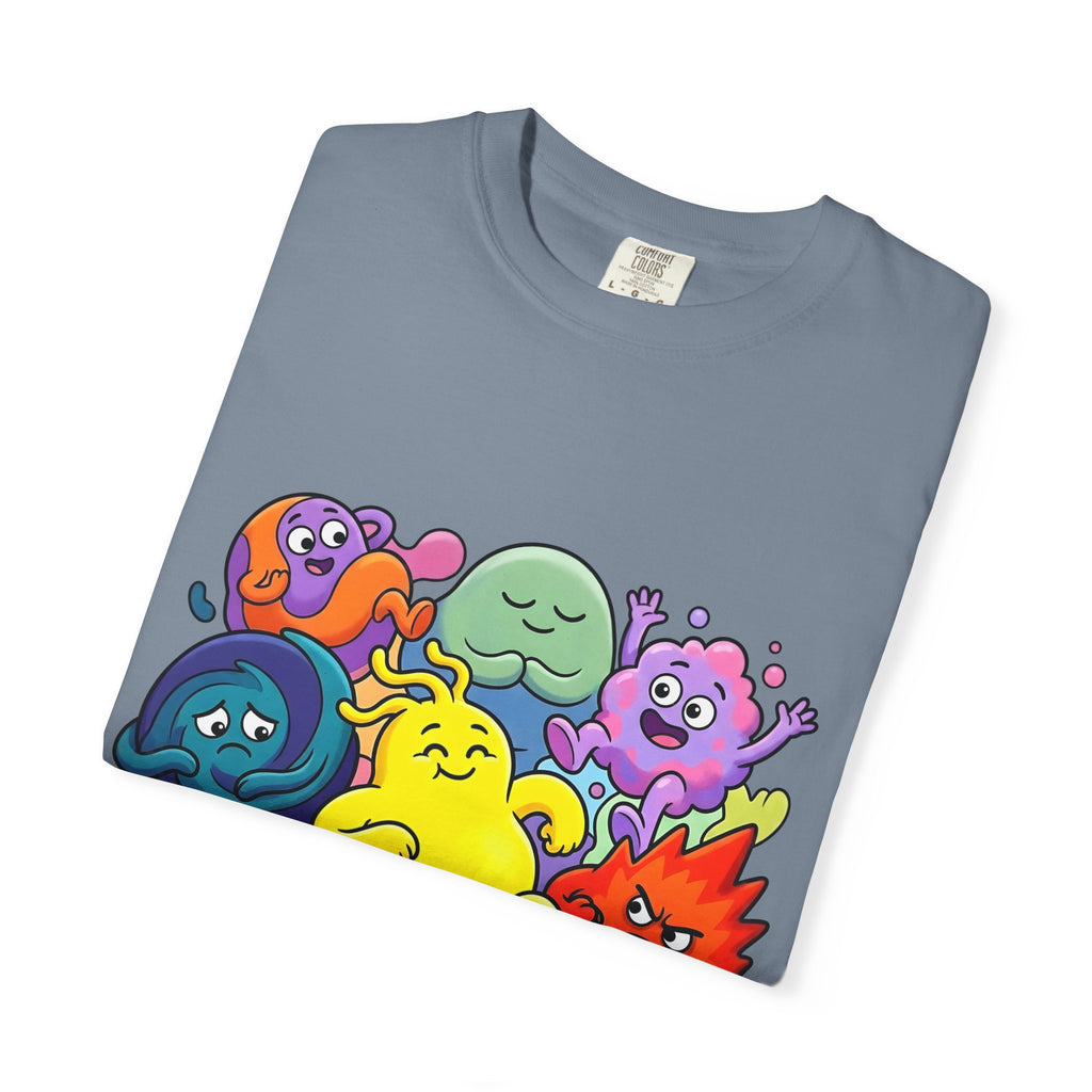 Unisex Garment-Dyed T-Shirt - Diverse Emotional Cartoon Creatures