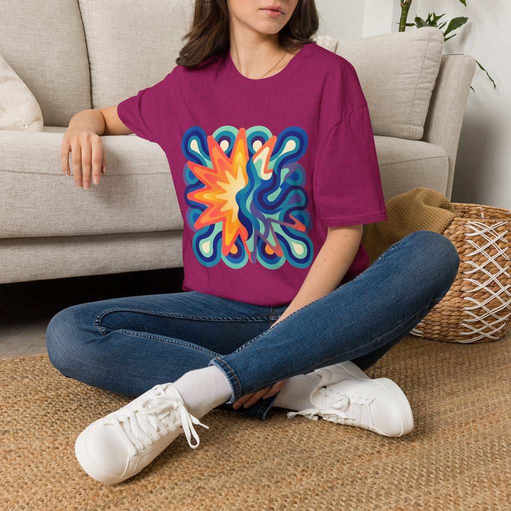 Abstract T-Shirt - Psychedelic Starburst Graphic Tee | Dynamic Blue