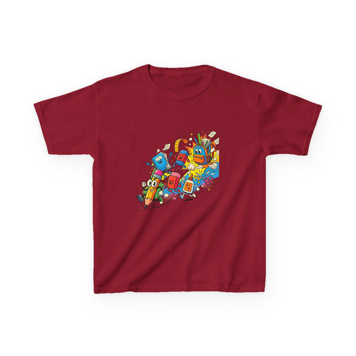 Kids Back to School 2026 Tee - Cartoon School Supplies