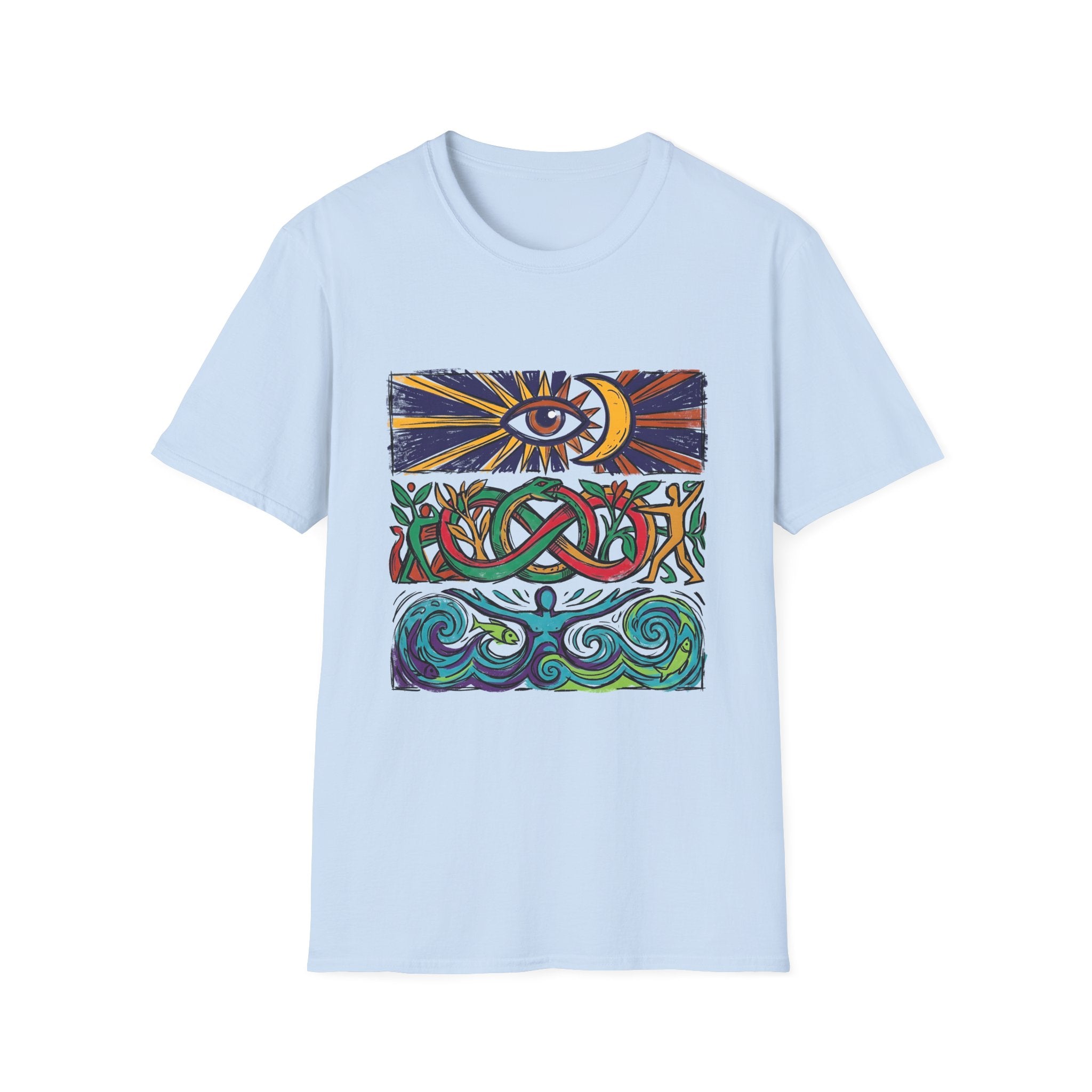 Unisex T-Shirt - Cosmic Folk Art Eye & Snake | Spiritual Nature
