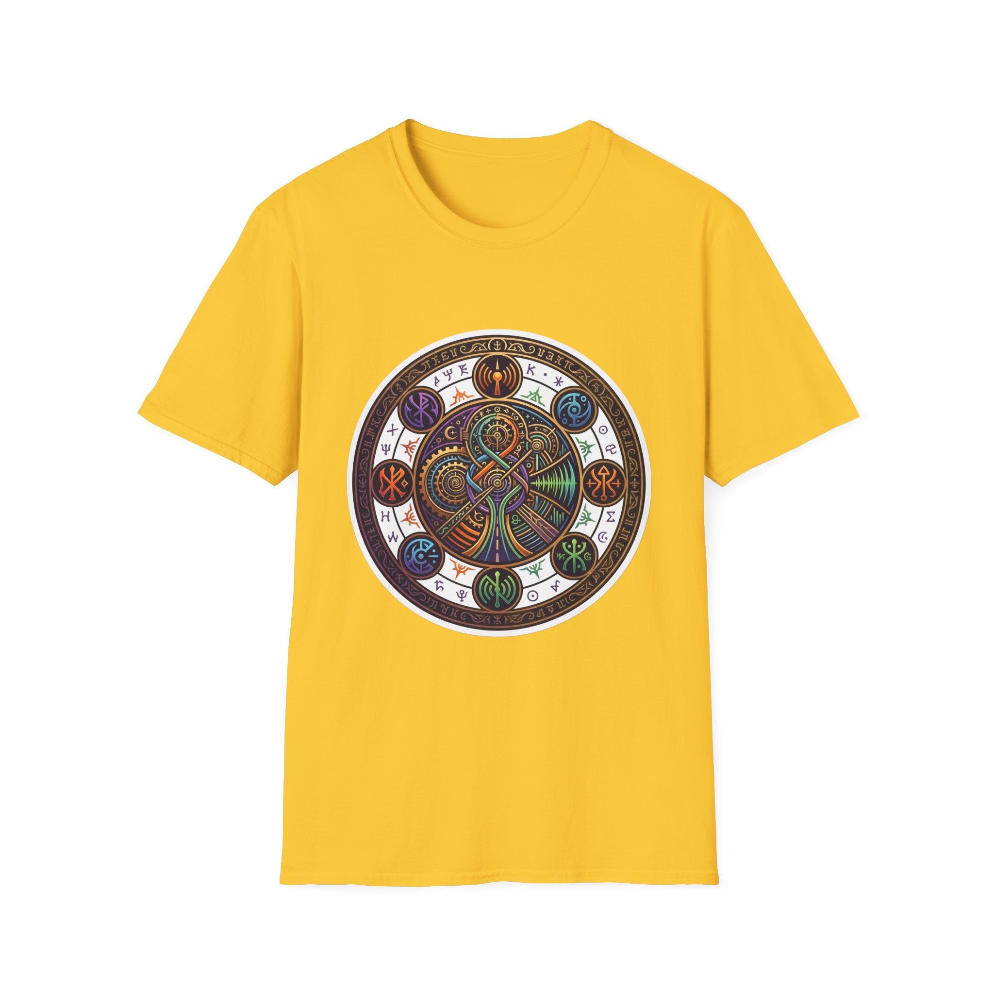 Unisex Steampunk T-Shirt - Ornate Mystical Mandala & Gears