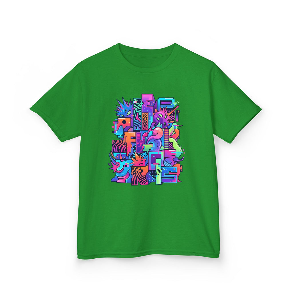 Kids Glitch Art Tee - FUNGUS Neon Cyberpunk Design | Retro